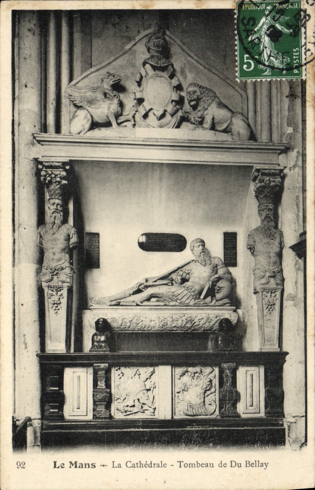 VINTAGE POSTCARD Mans the Cathedral Tomb of Of Bellay