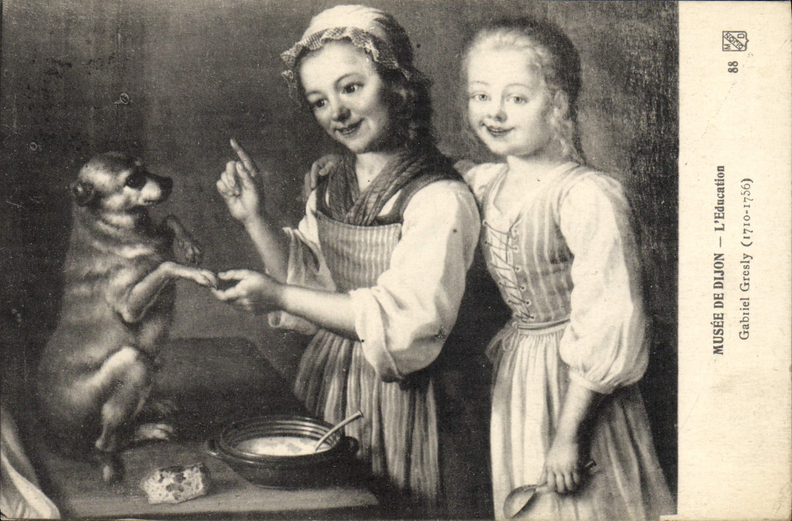 CPA Musee de Dijon L'education Gabriel Gresly Chien