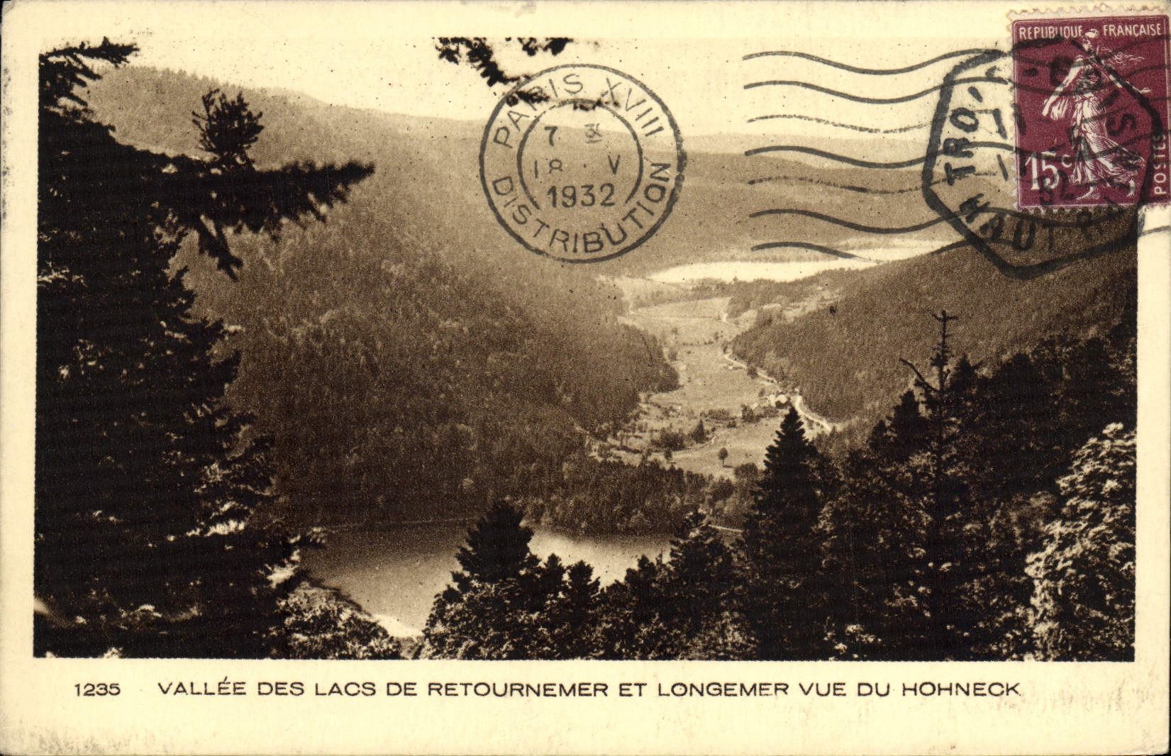 VINTAGE POSTCARD Valley Of the Lakes De Retournemer And Longemer Seen Of Hohneck