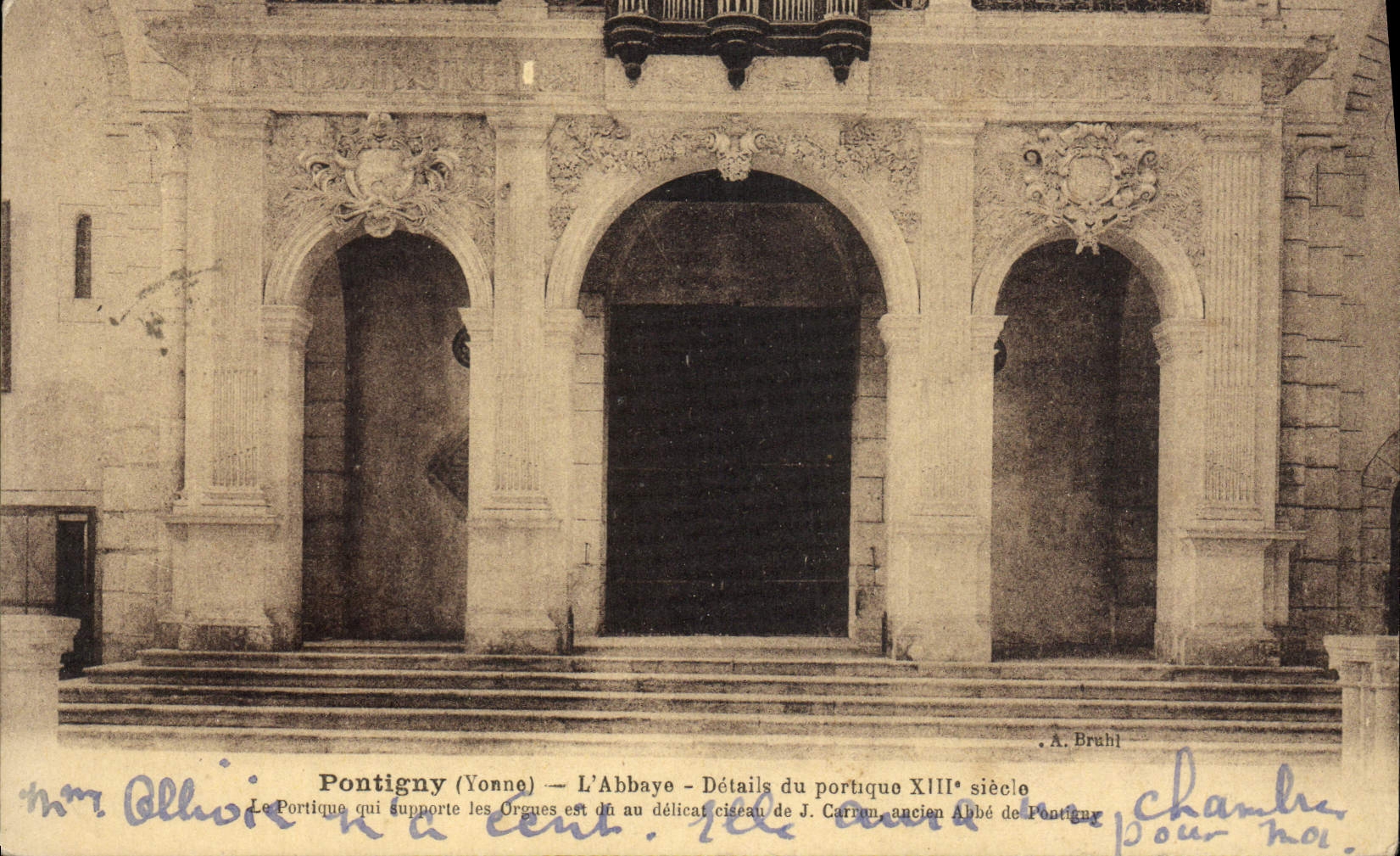 CPA Pontigny L'Abbaye Detail du portique