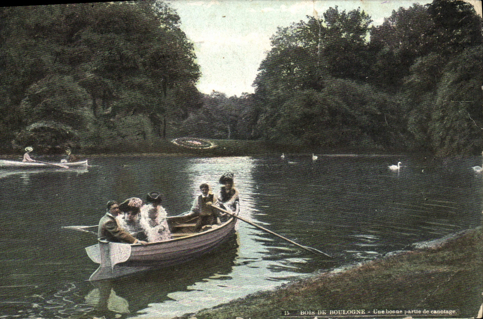 Bois de Boulogne de París de la POSTAL de la VENDIMIA a las buenas partes de canoeing
