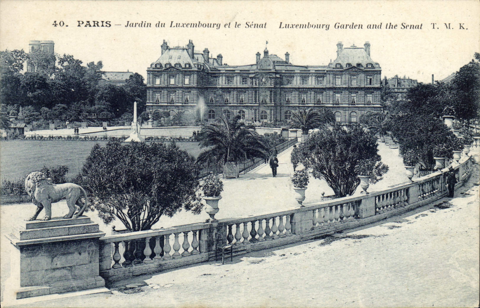 Jardín de París de la POSTAL de la VENDIMIA de Luxemburgo y del senado
