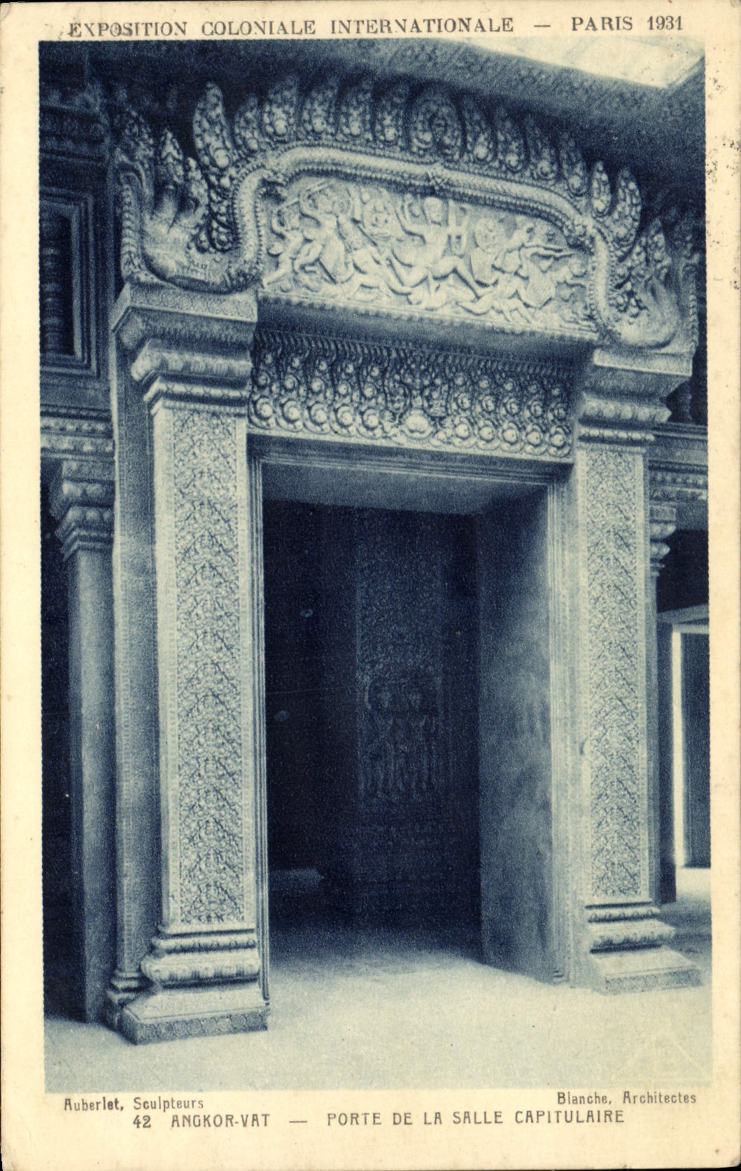 VINTAGE POSTCARD Angkor Vat Carries Chapter house Paris Exposition colonial international 1931