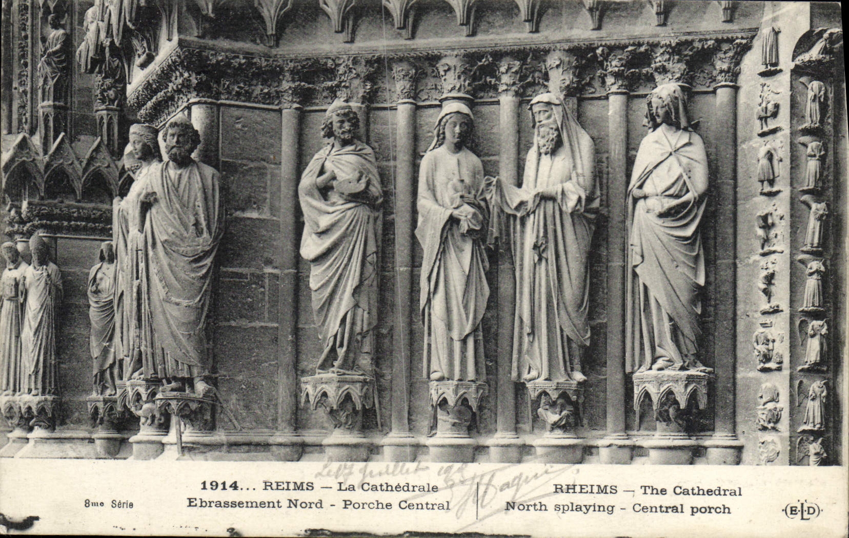 CPA Reims La Cathedrale Ebrasement Nord Porche central