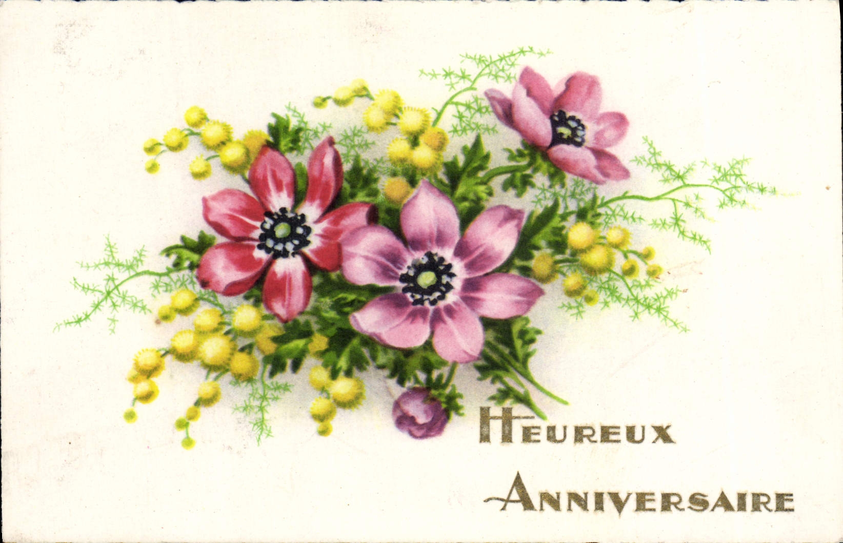 VINTAGE POSTCARD Fantasy Happy Flowers Birthday