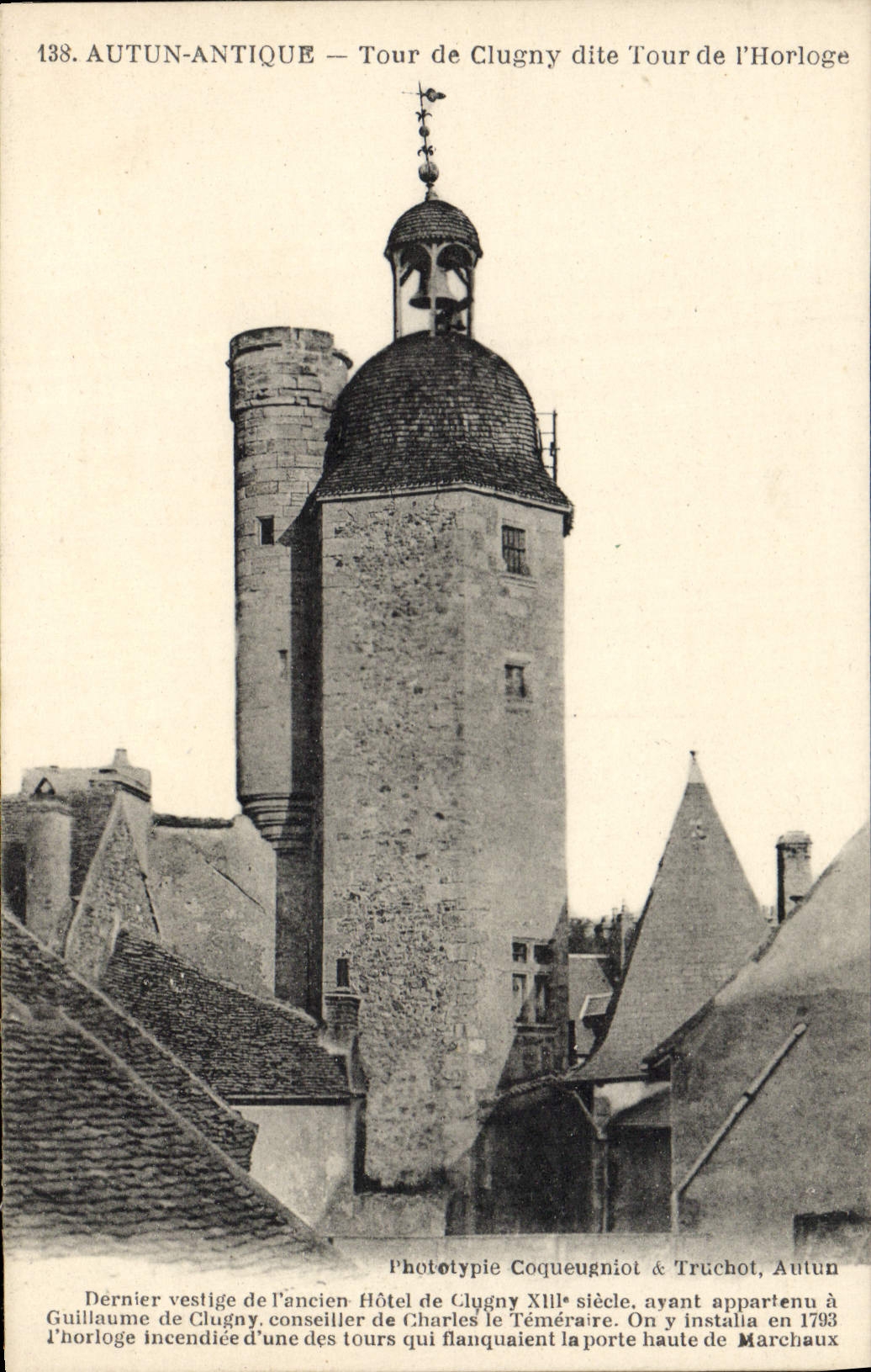VINTAGE POSTCARD Ancient Autun Tower of Clugny known as of the Clock
