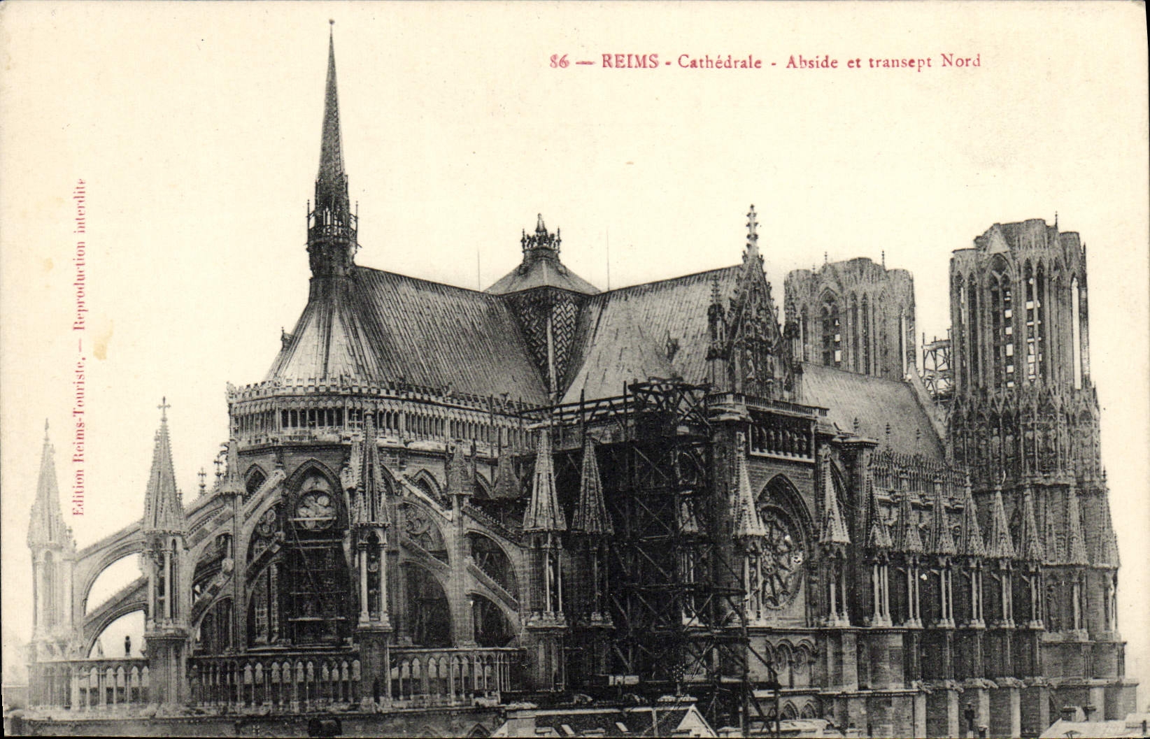 Apse de la catedral de Reims de la POSTAL de la VENDIMIA y transept norteño