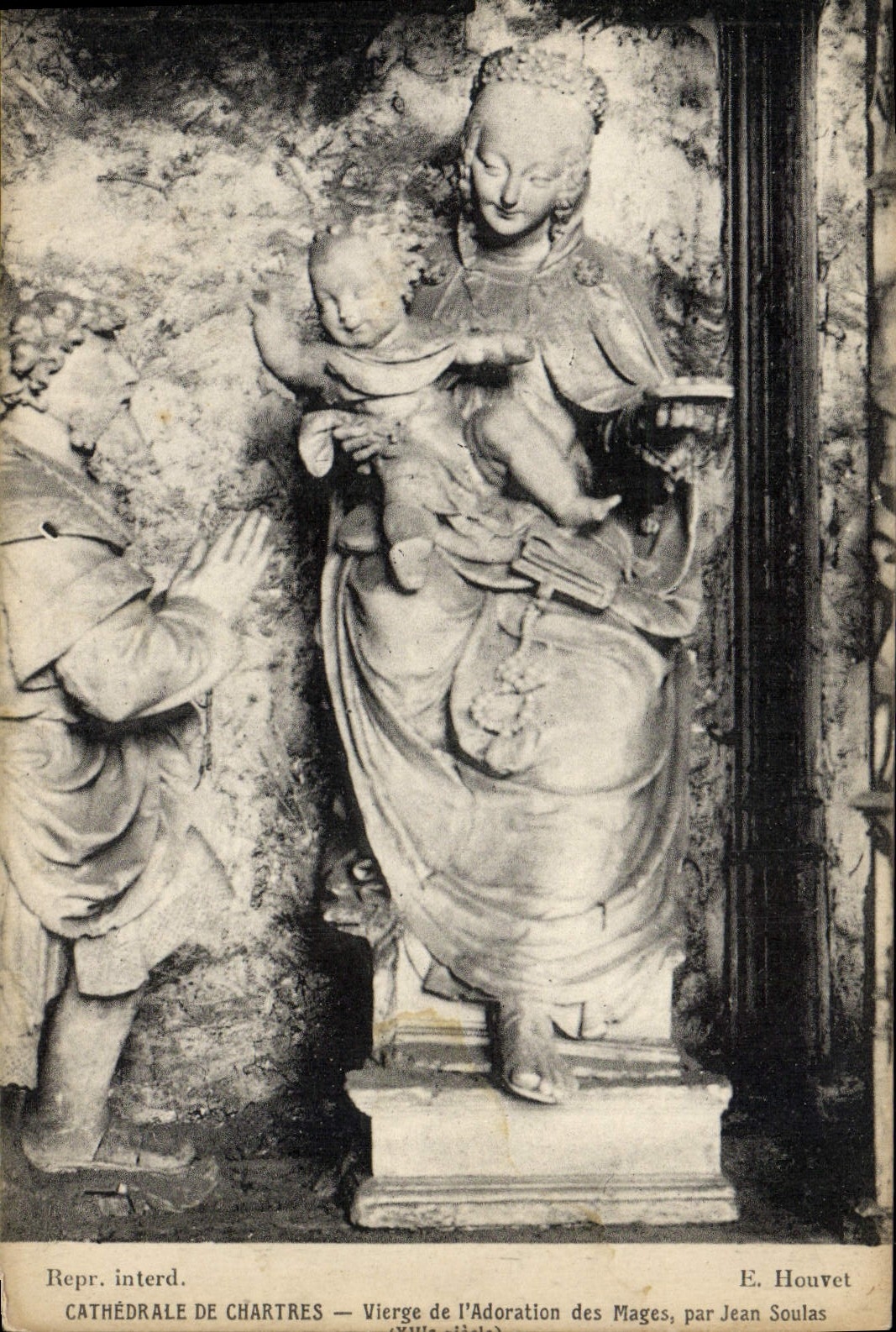 Catedral de la Virgen de la POSTAL de la VENDIMIA de Chartres de la adoración de unos de los reyes magos