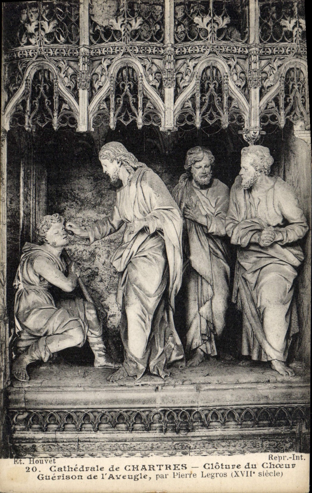 La POSTAL Cathedrale de la VENDIMIA de Chartres incluye la curación del estribillo del hombre oculto