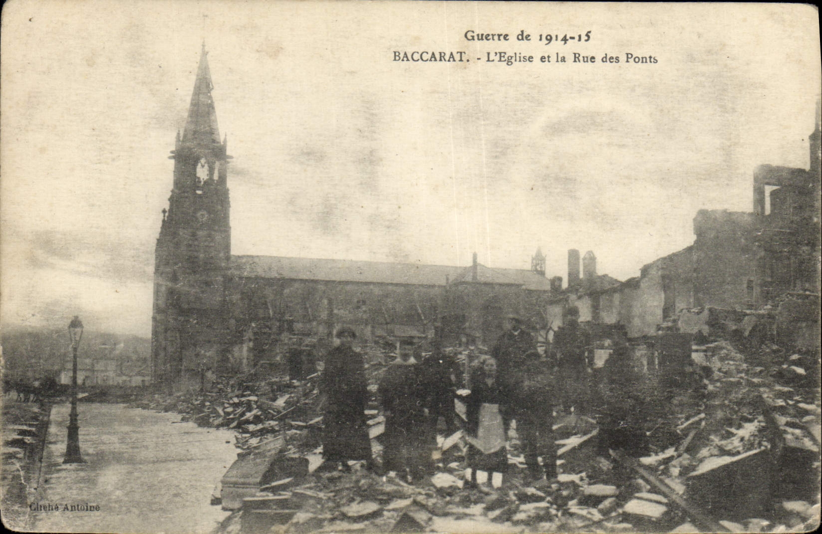 VINTAGE POSTCARD Baccarat the Church and the Street of the Militaria Bridges