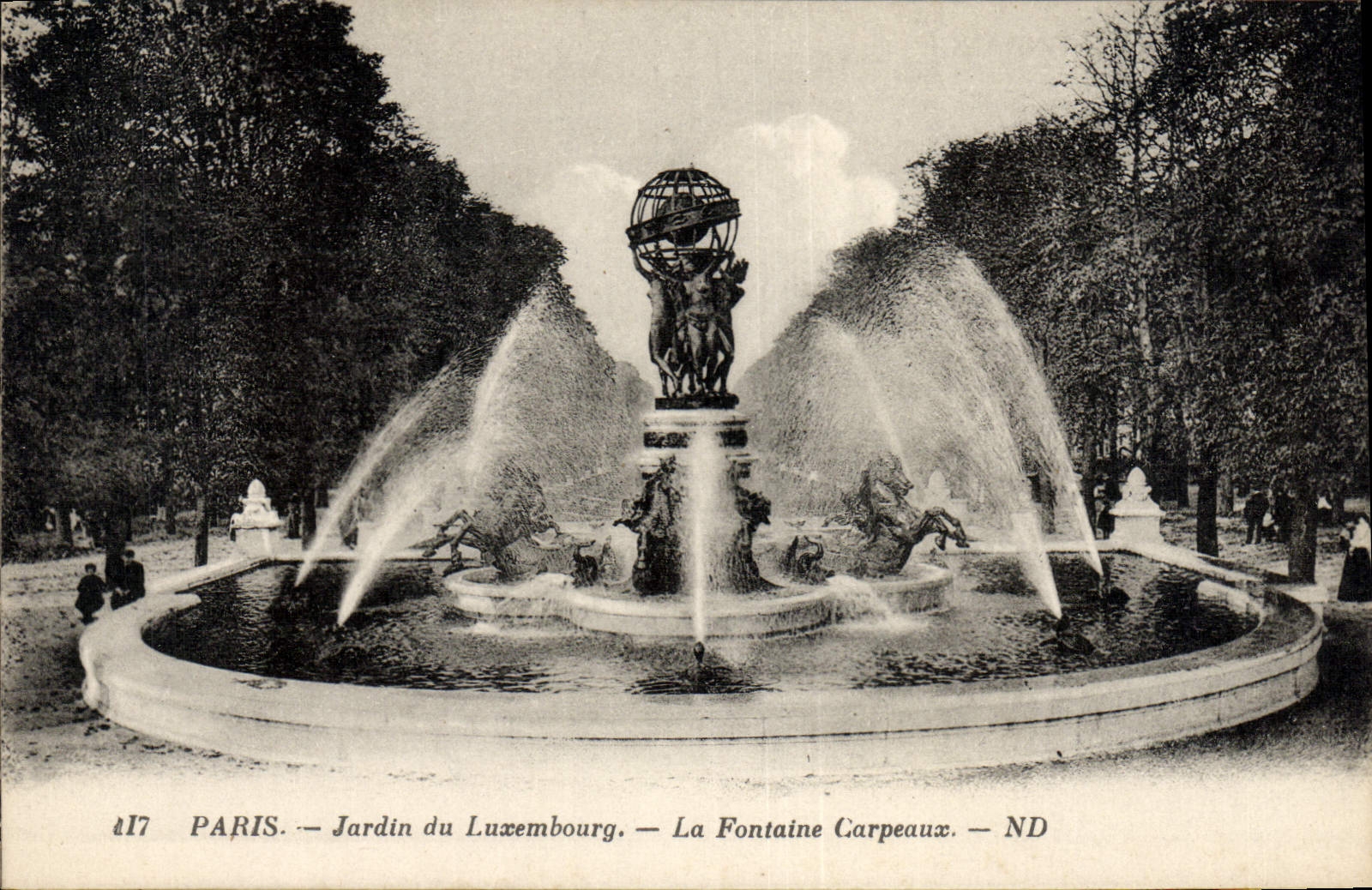 VINTAGE POSTCARD Paris Garden of Luxembourg the Carpeaux fountain