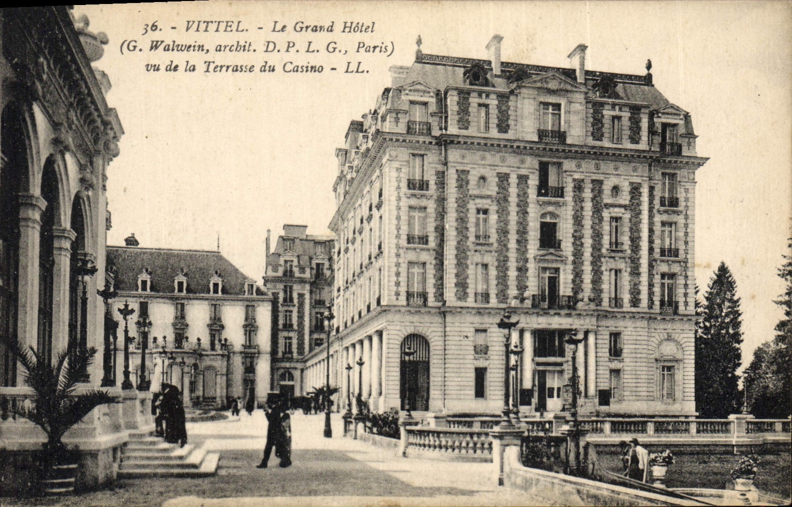VINTAGE POSTCARD Vittel the Large Hotel Seen Of the Terrace of the casino