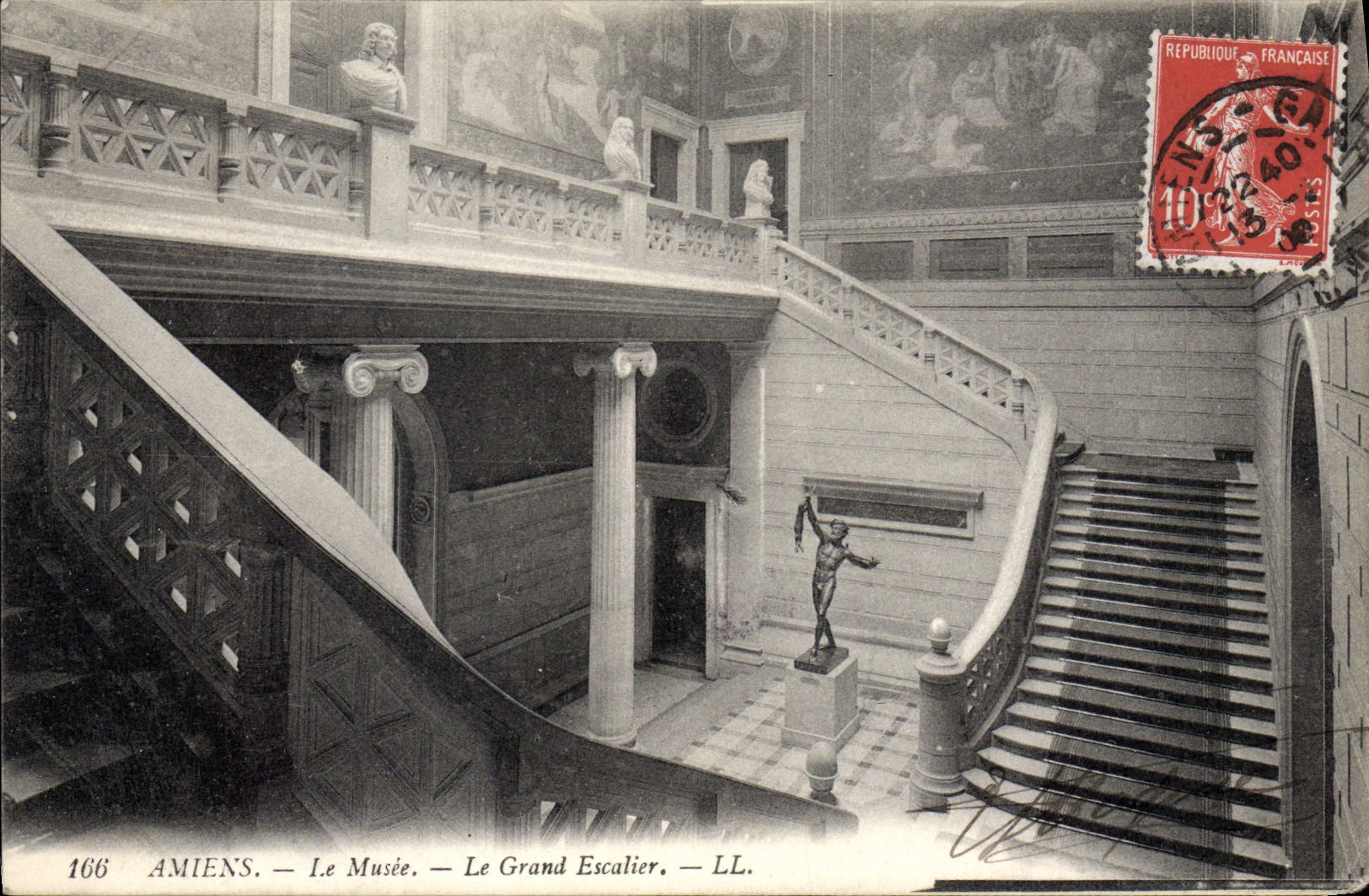 VINTAGE POSTCARD Amiens the Museum the Large Staircase