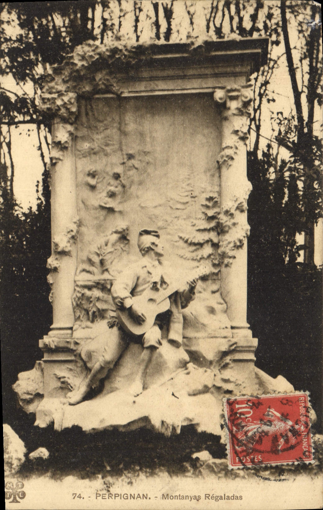 VINTAGE POSTCARD Perpignan Montanyas Regaladas Guitar