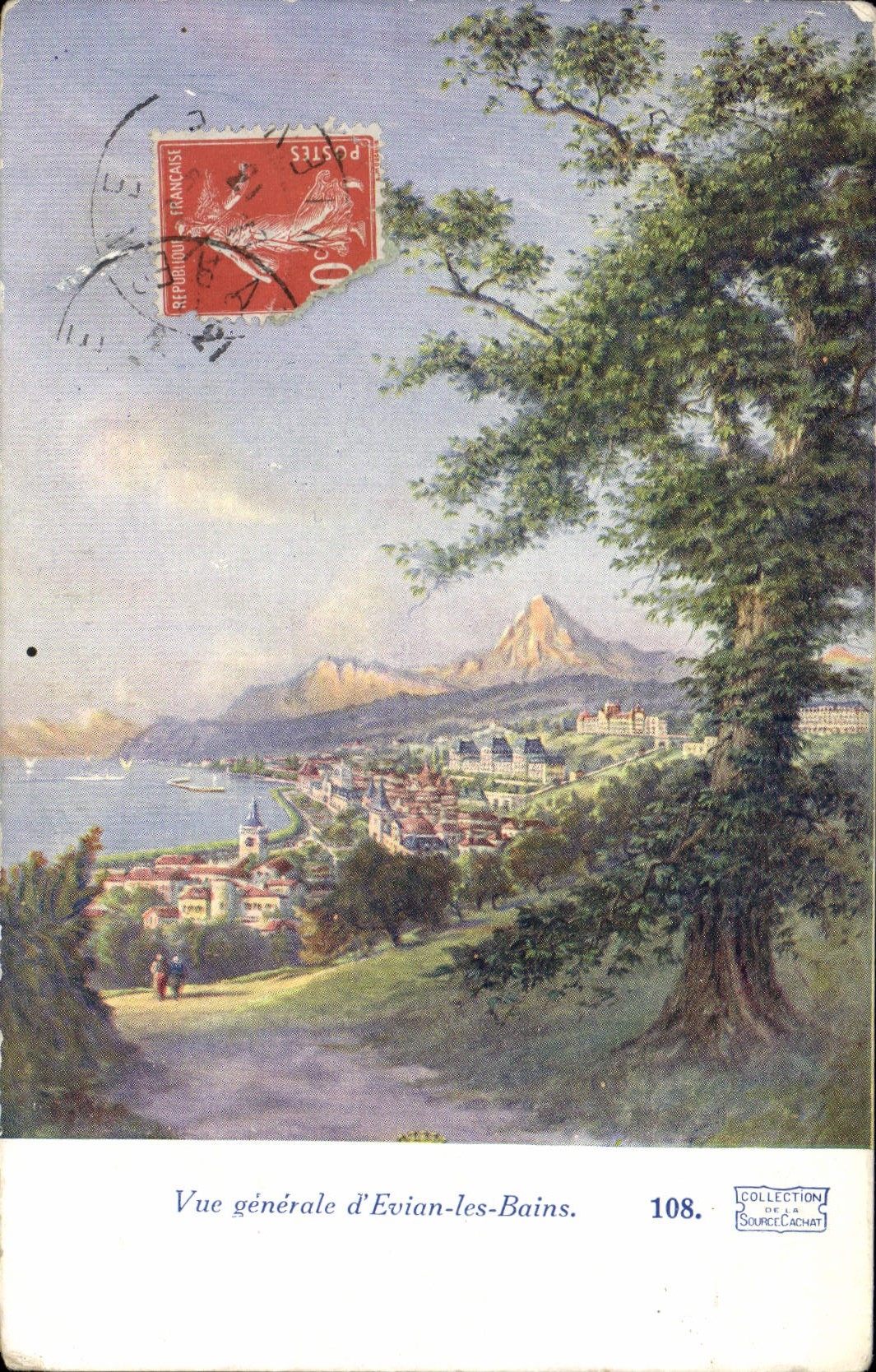 VINTAGE POSTCARD Evian Les Bains View