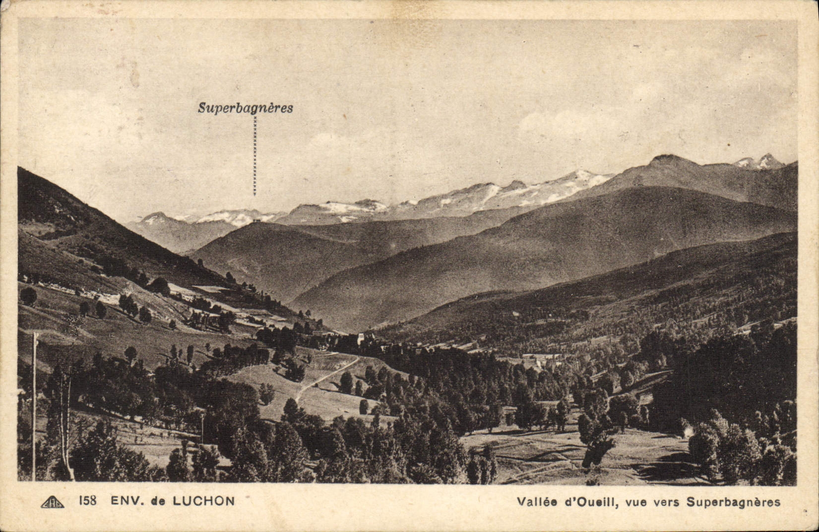 VINTAGE POSTCARD Surroundings of Luchon Valley D' Oueill Seen Towards Superbagneres