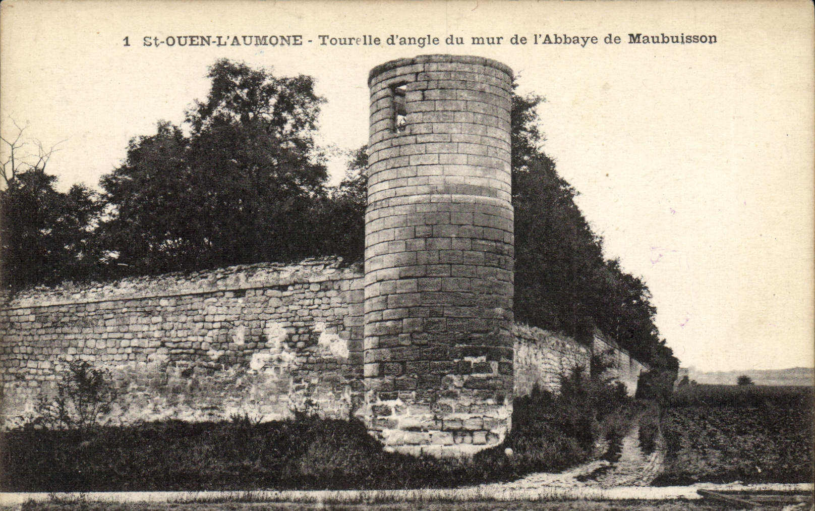 CPA St Ouen L'Aumone Tourelle D'Angle Du Mur de l'abbaye de Maubuission