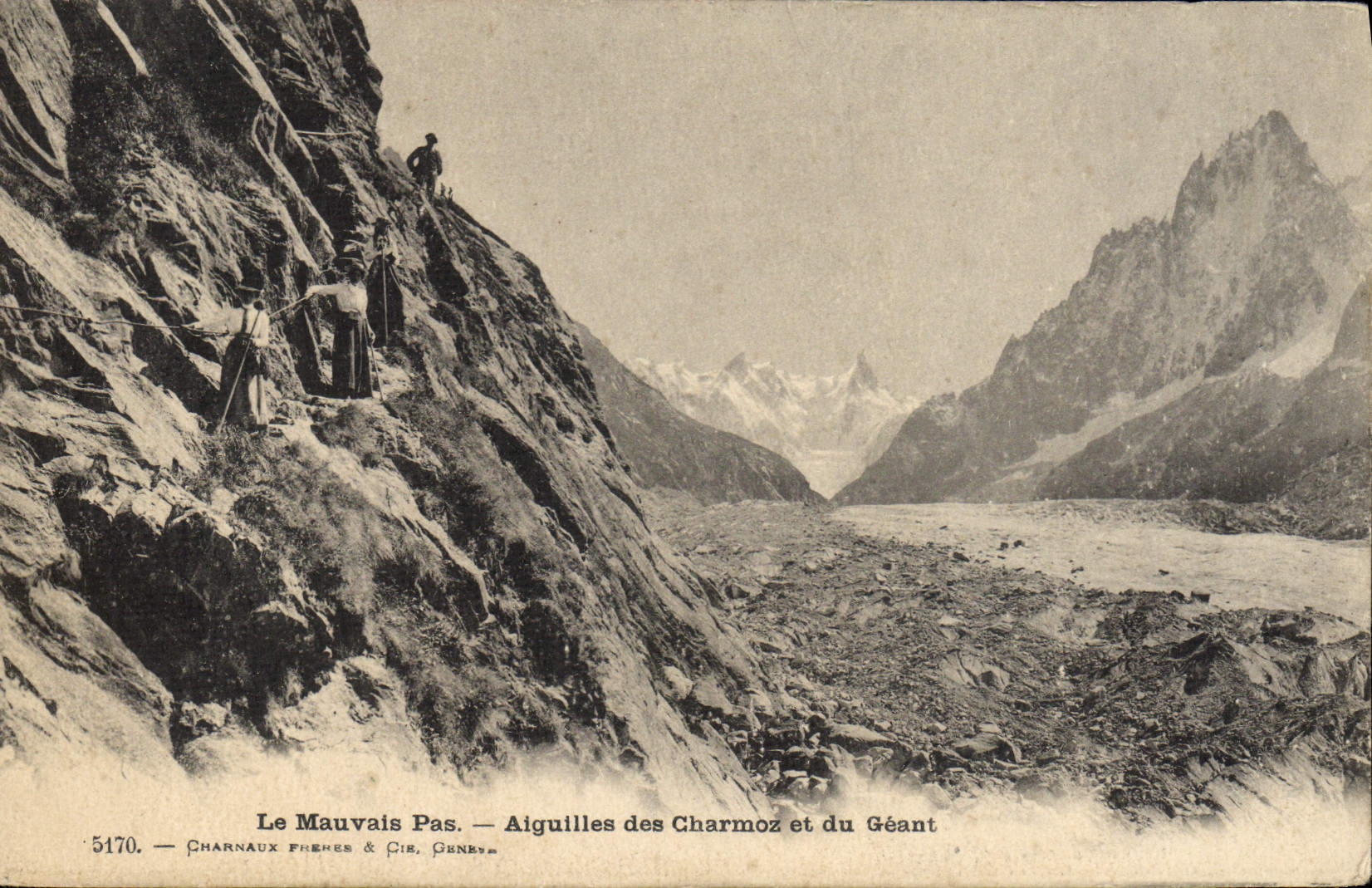 VINTAGE POSTCARD the Bad Step Needles Of Charmoz And the Giant
