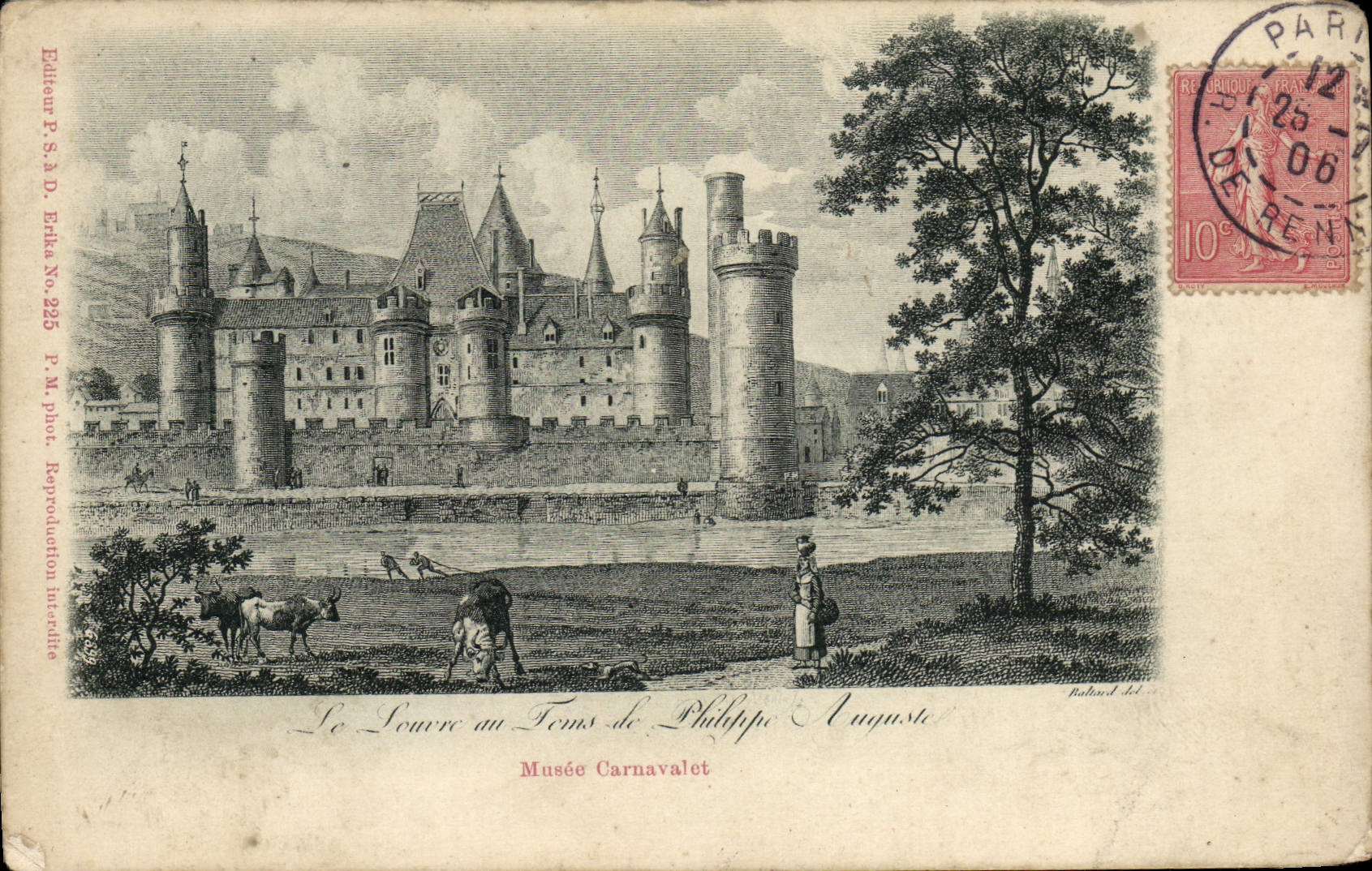 VINTAGE POSTCARD Carnavalet Museum Louvre at the time of Philippe Auguste