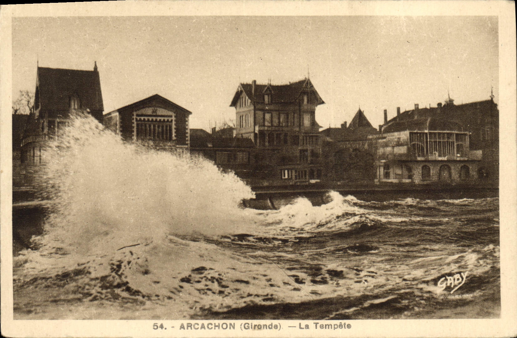 VINTAGE POSTCARD Arcachon the Storm