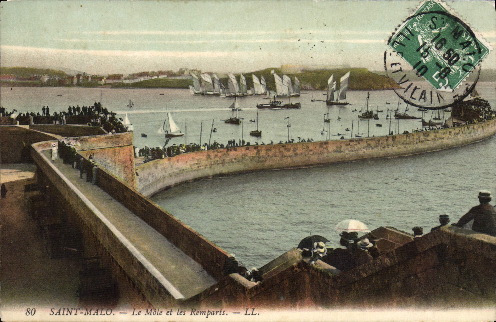 VINTAGE POSTCARD Holy Malo the Mole And the Walls Boats