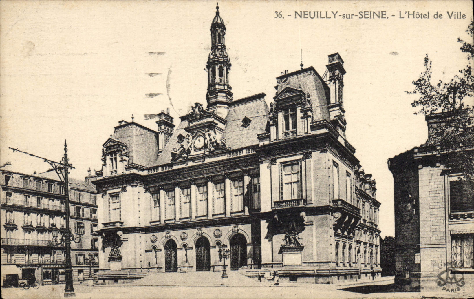 VINTAGE POSTCARD Neuilly sur Seine the Town hall
