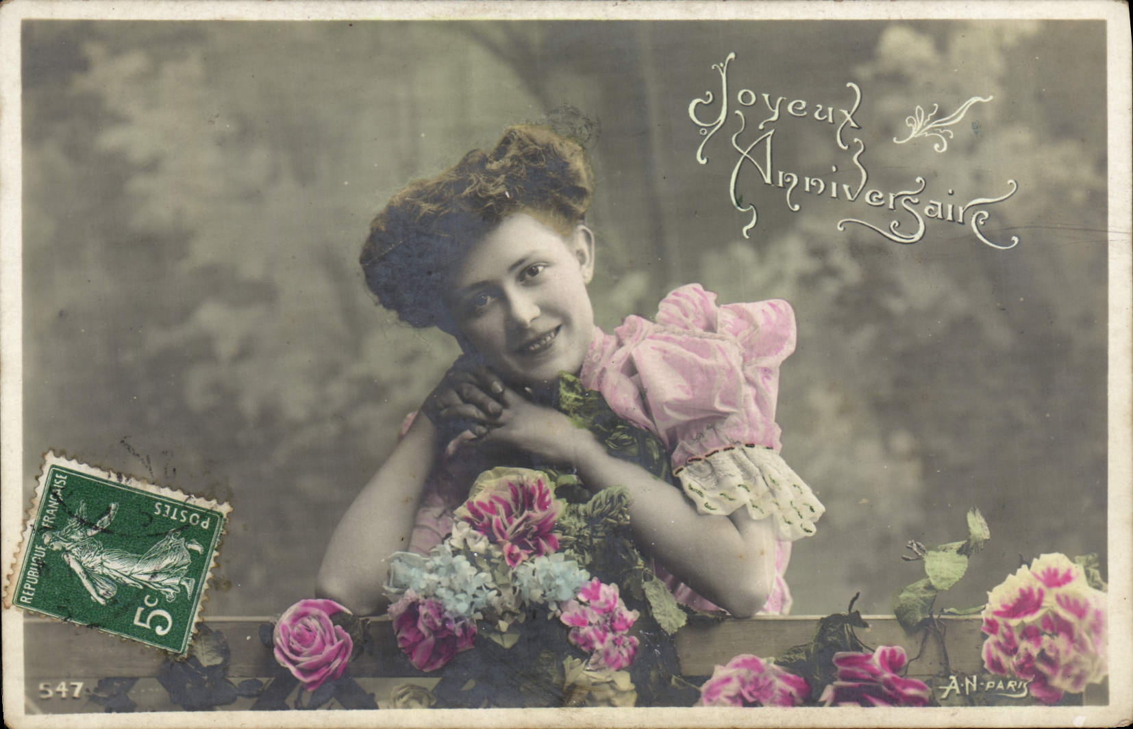 VINTAGE POSTCARD Fantasy Happy Woman Birthday