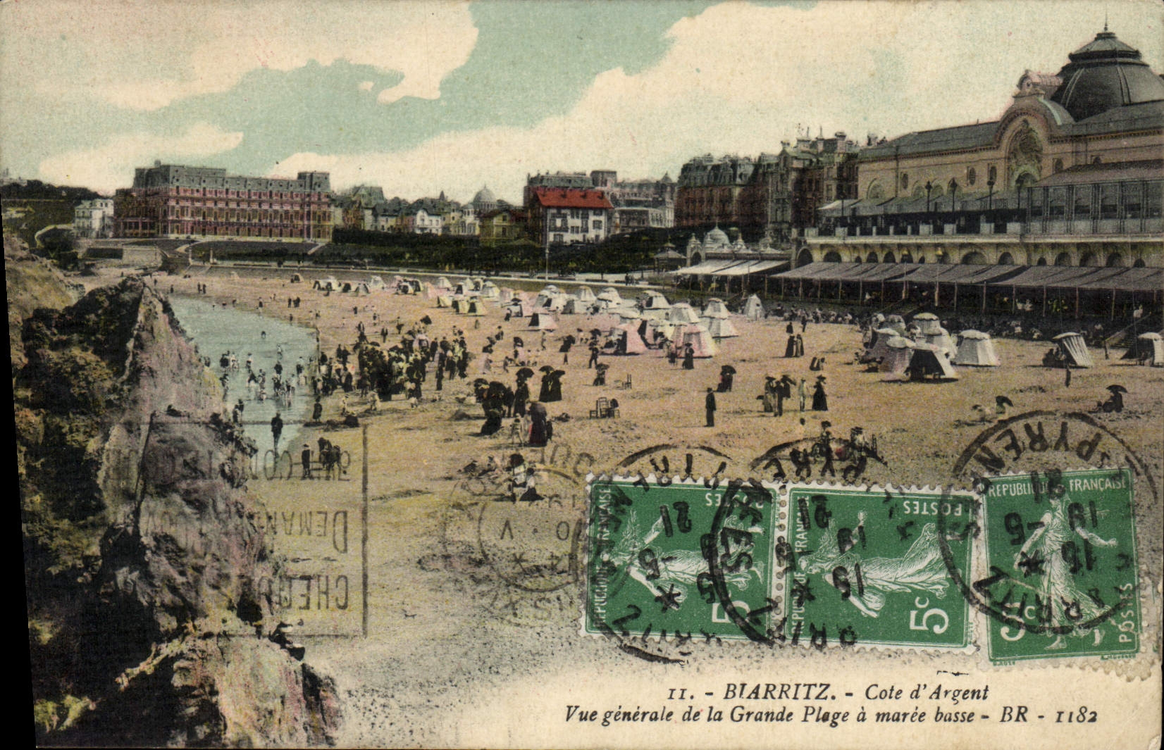 CPA Biarritz Cote D'Argent Vue Generale De La Grande Plage A Maree