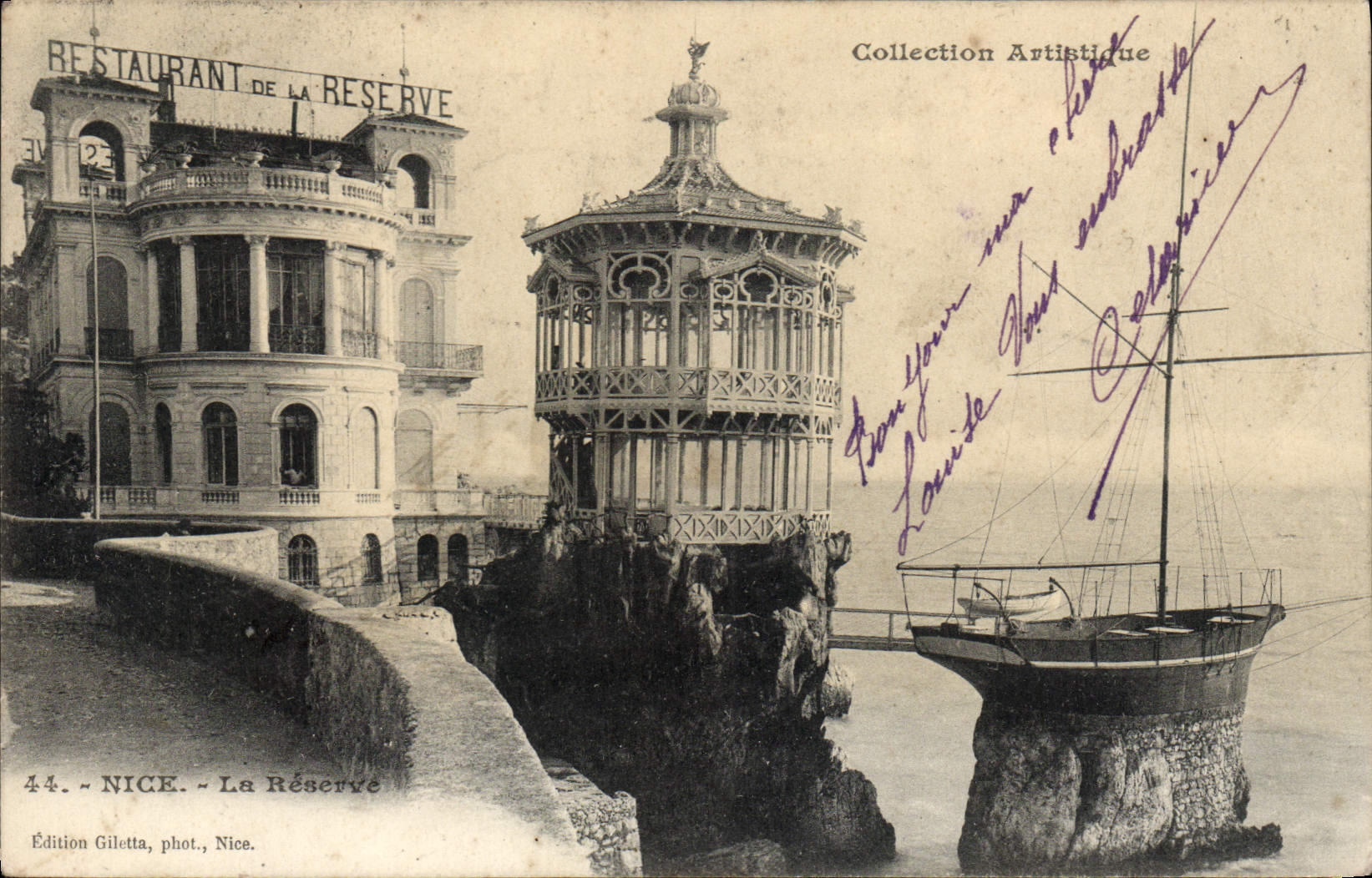 VINTAGE POSTCARD Nice Reserve Restoring Boat