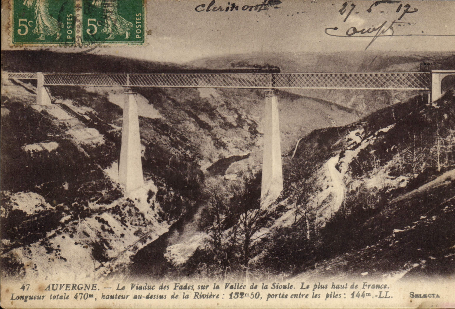 VINTAGE POSTCARD Auvergne the Viaduct Of Insipid On the Valley of Sioule Train