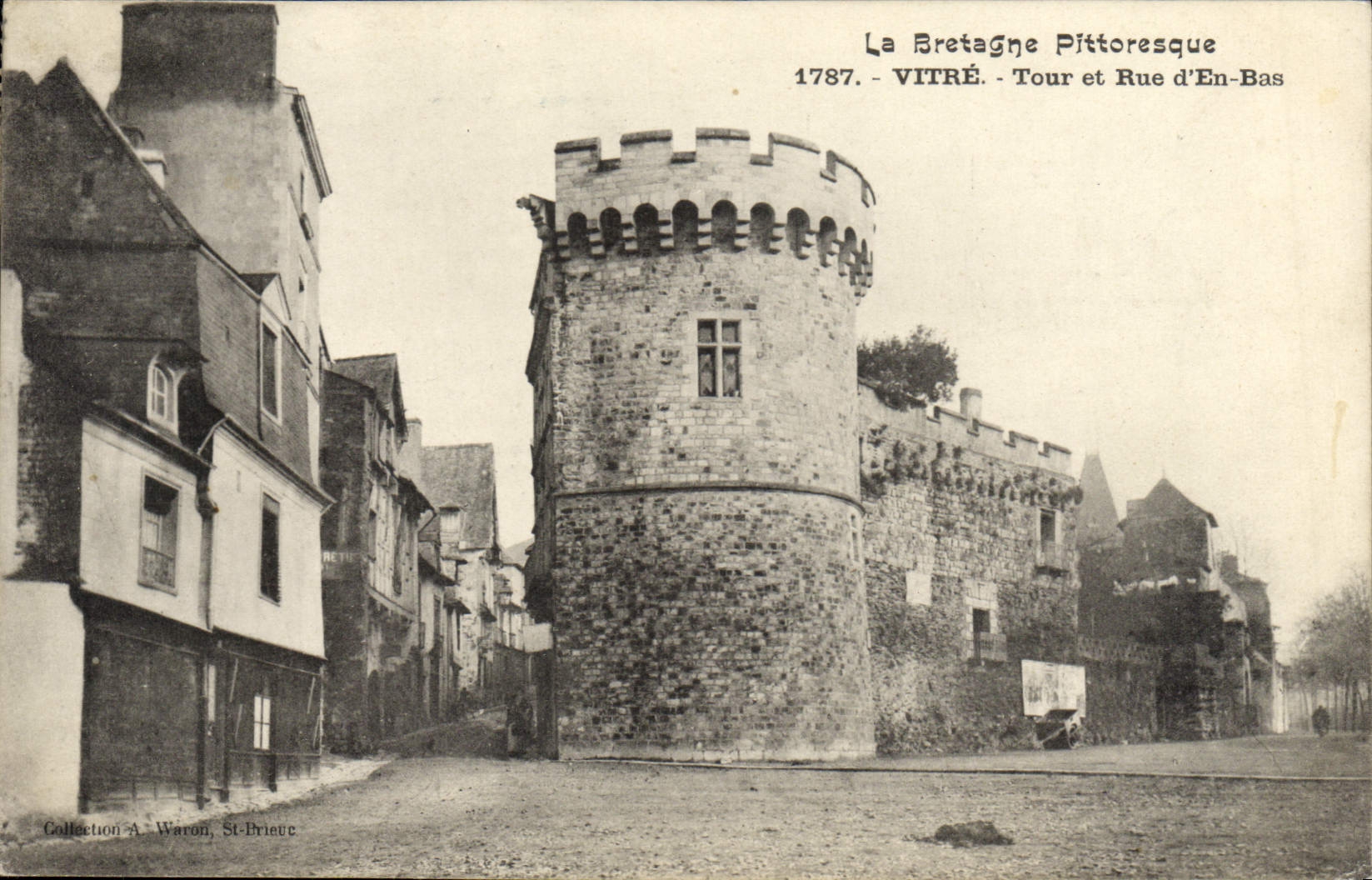 VINTAGE POSTCARD Brittany Pittroesque Glazes Tower And Street Of In Bottom