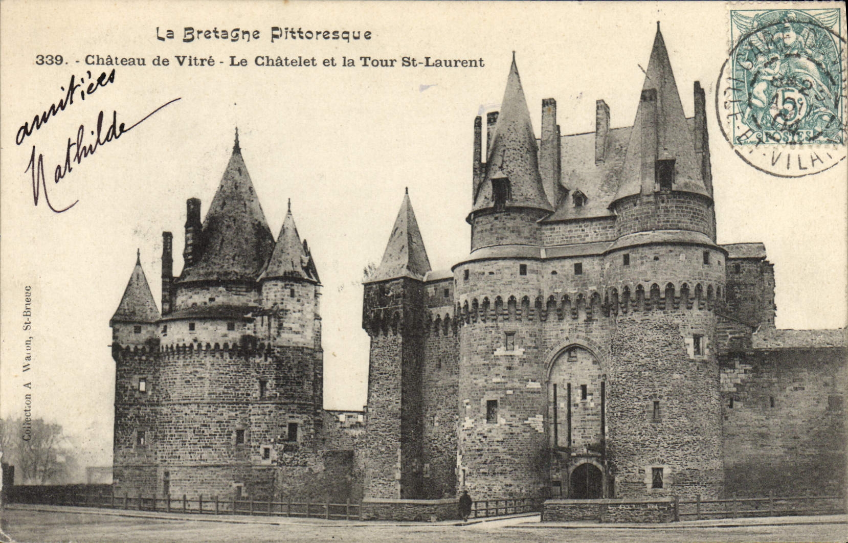 VINTAGE POSTCARD Brittany Pittoresque Glazes Chatelet And the St Laurent Tower