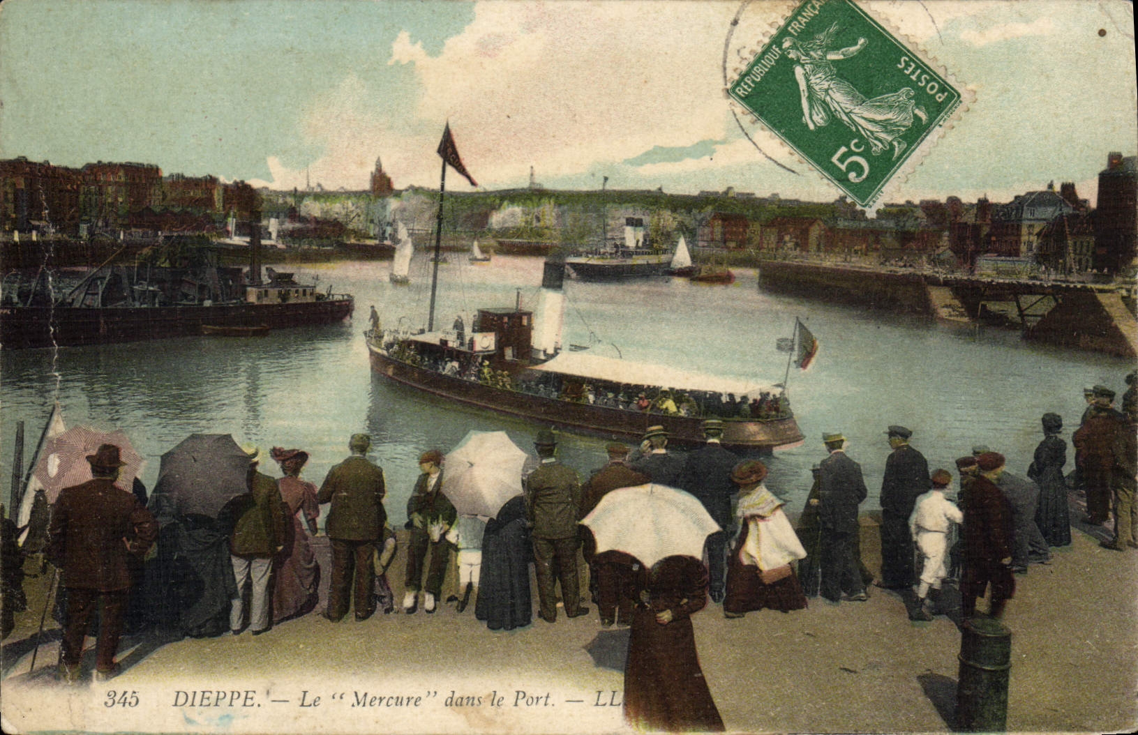 VINTAGE POSTCARD Dieppe Mercury In the Port Boat