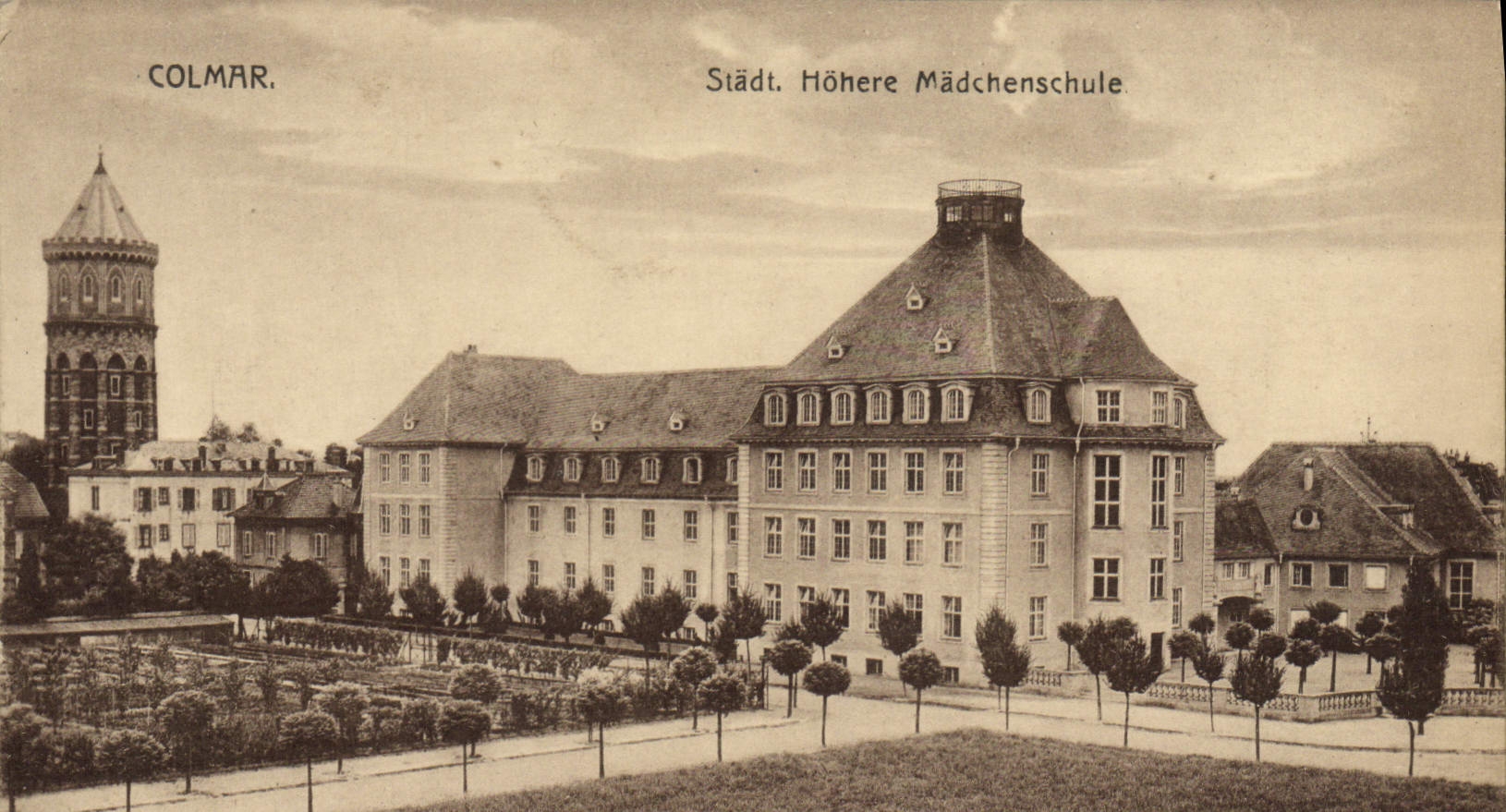 VINTAGE POSTCARD Colmar Stadt Honere Madchenschule