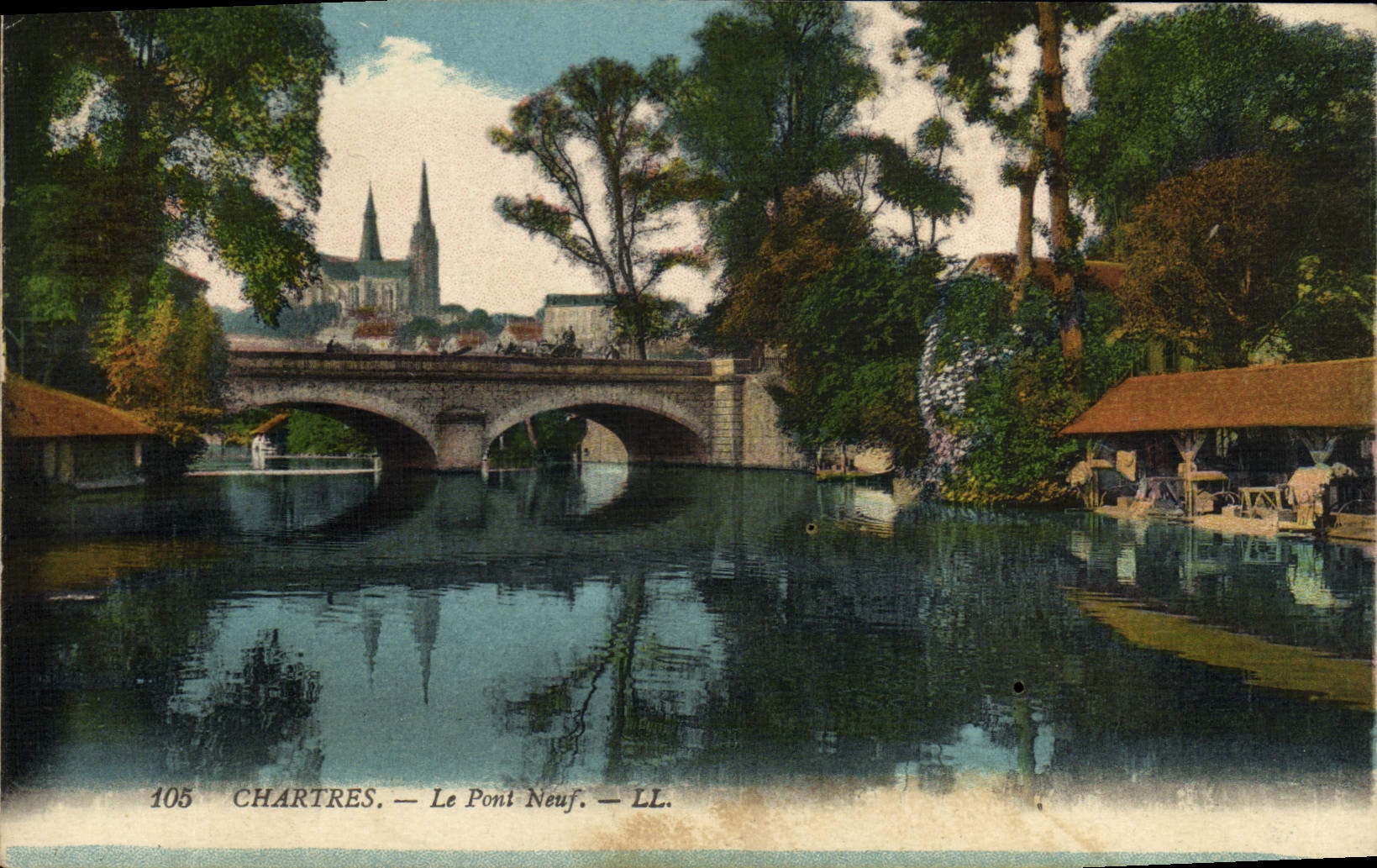POSTAL Chartres de la VENDIMIA la lavandería automática de los nines del último del puente