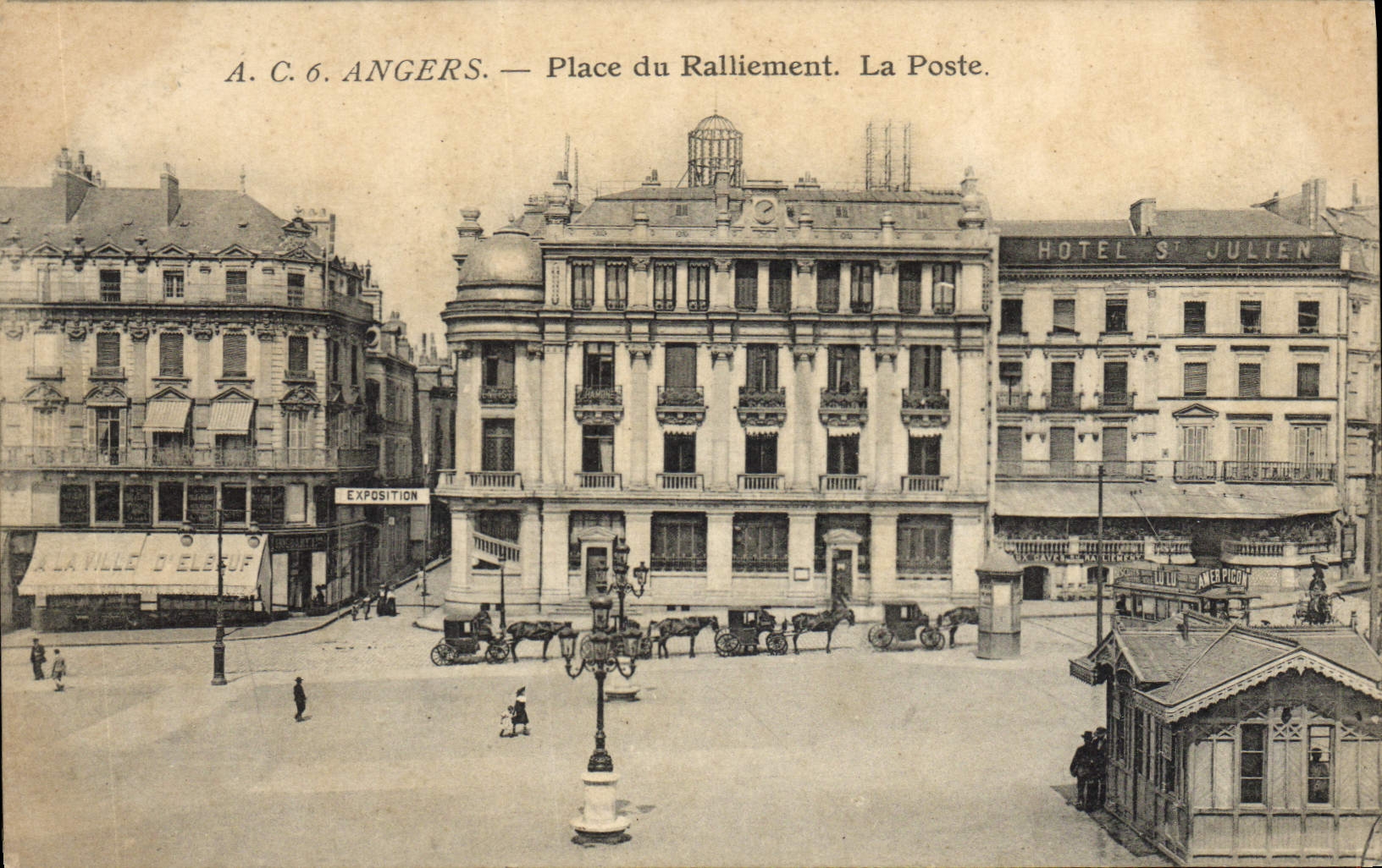 VINTAGE POSTCARD Angers Places La Poste Rallying
