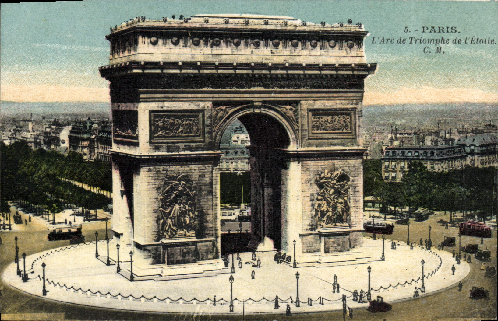VINTAGE POSTCARD Paris the Are of Triumph of Etoile