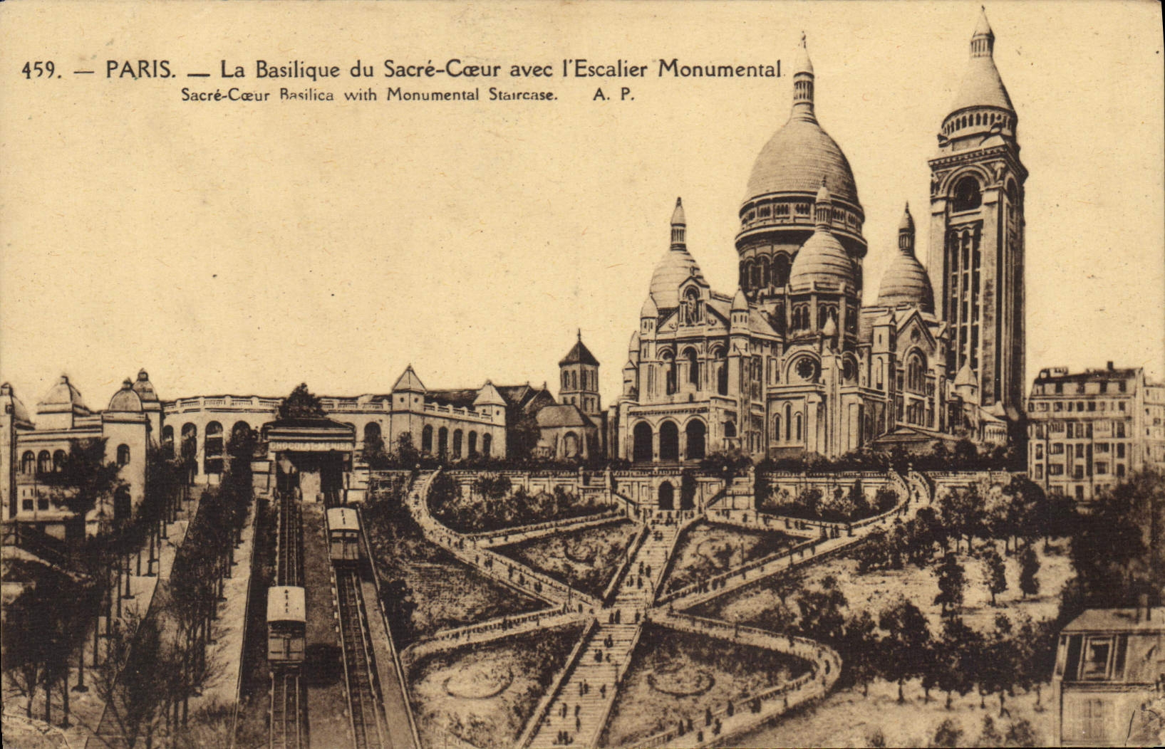 CPA Paris La Basilique du Sacre Coeur avec L'Escalier monumental