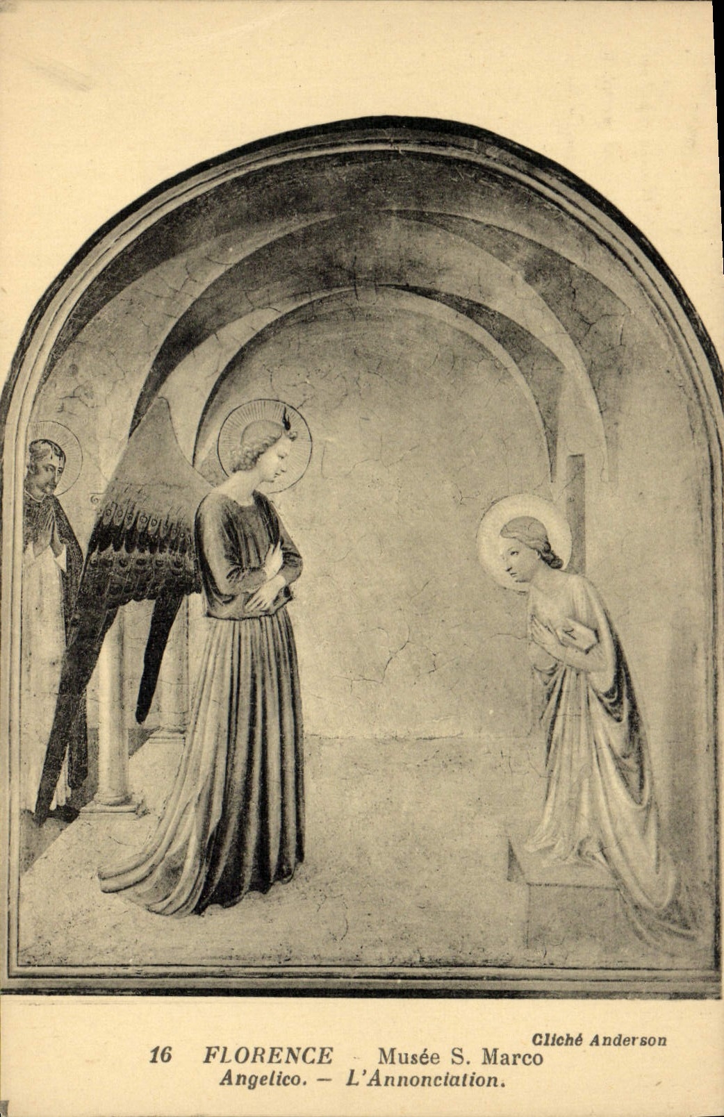 Anuncio del angelico de Marco del museo de Florencia de la POSTAL de la VENDIMIA