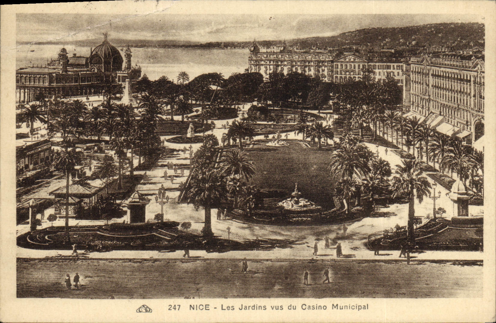 CPA Nice Les Jardins Vus du Casino Municipal