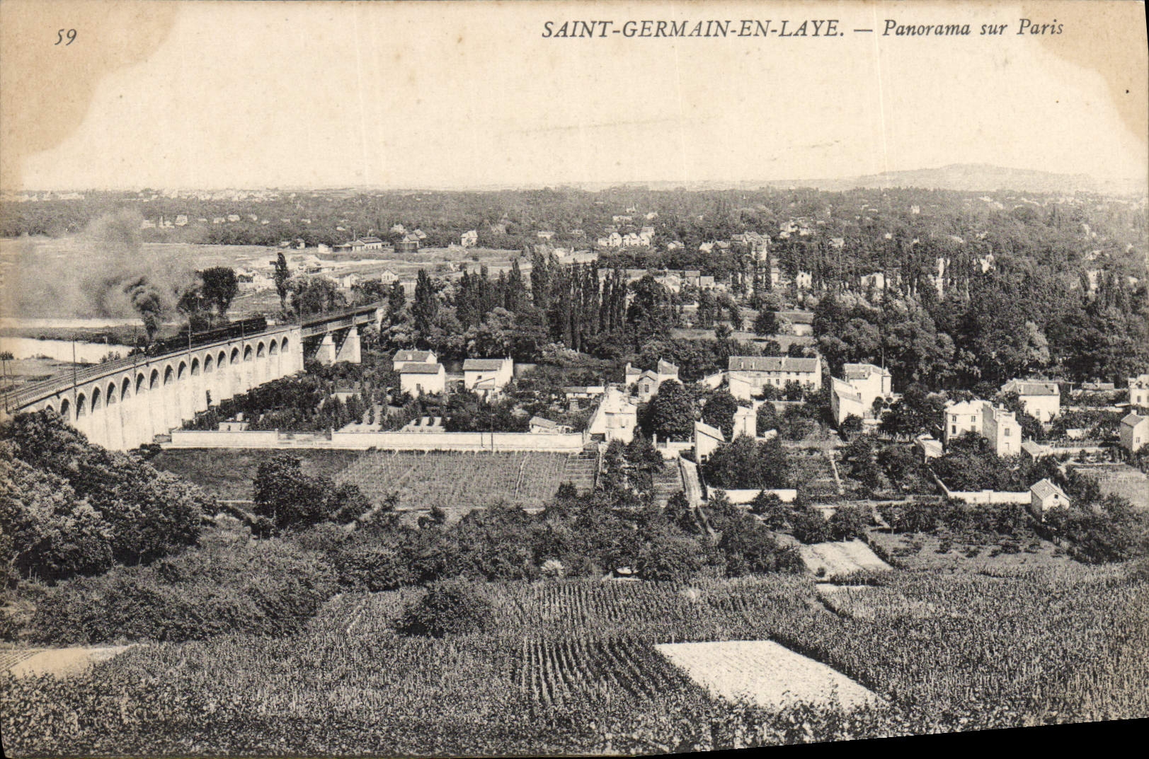 CPA Sainte Germain En Laye Panorama Sur Paris Train
