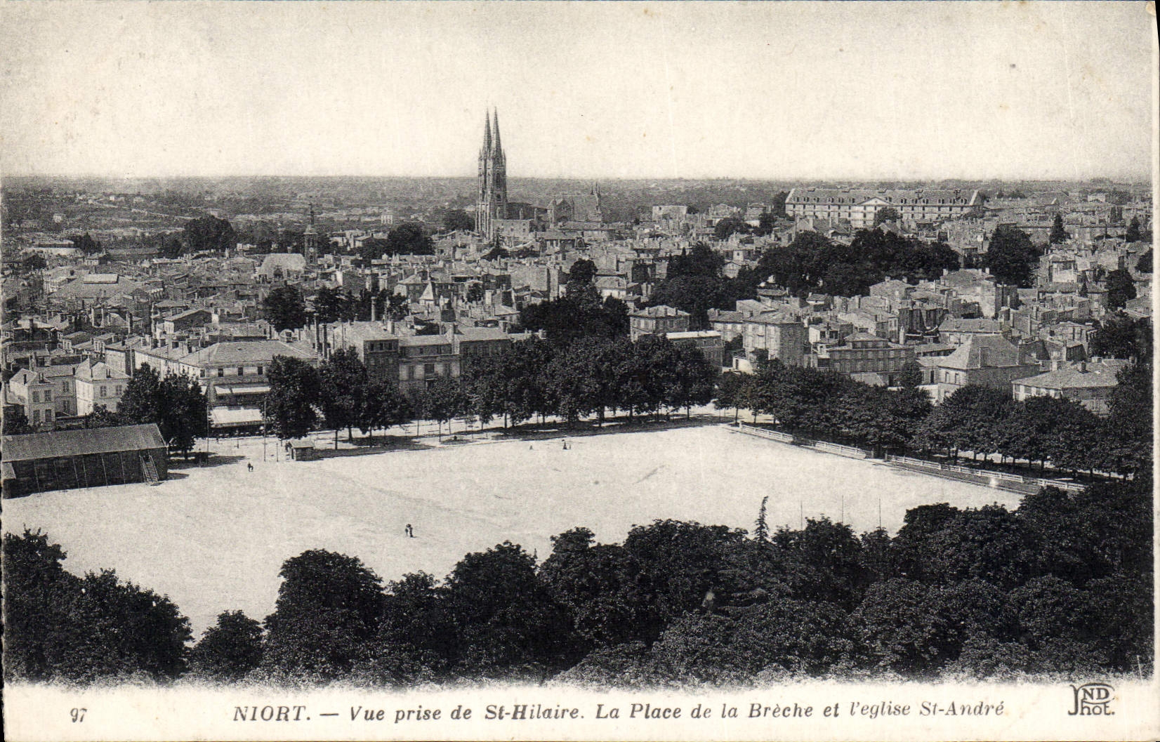 VINTAGE POSTCARD Niort Seen from of St Hilaire the Place of the Breach and the church St Andre