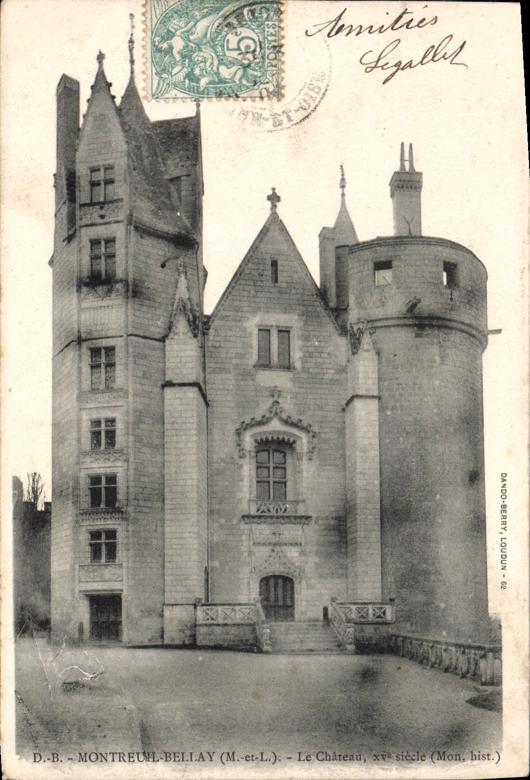 VINTAGE POSTCARD Montreuil Bellay Cheteau