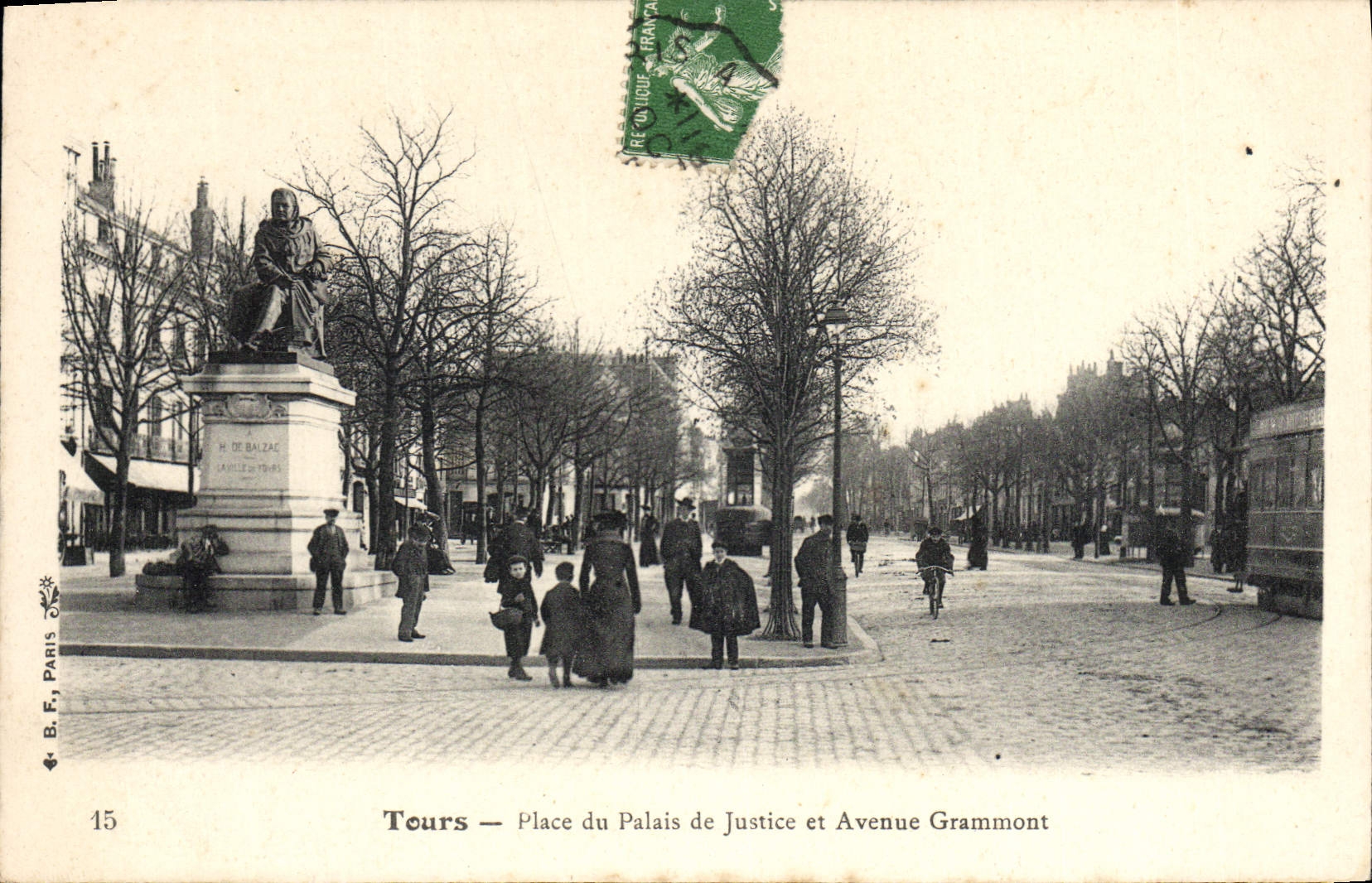VINTAGE POSTCARD Tours Place of the Law courts and Which occurred Grammont