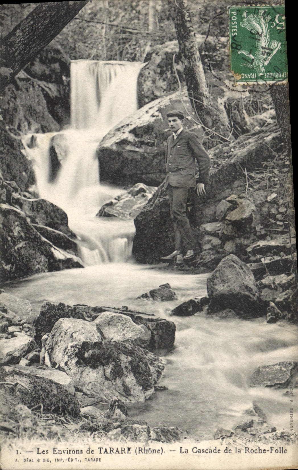 VINTAGE POSTCARD Surroundings of Winnowing machine the Cascade of the Insane Rock