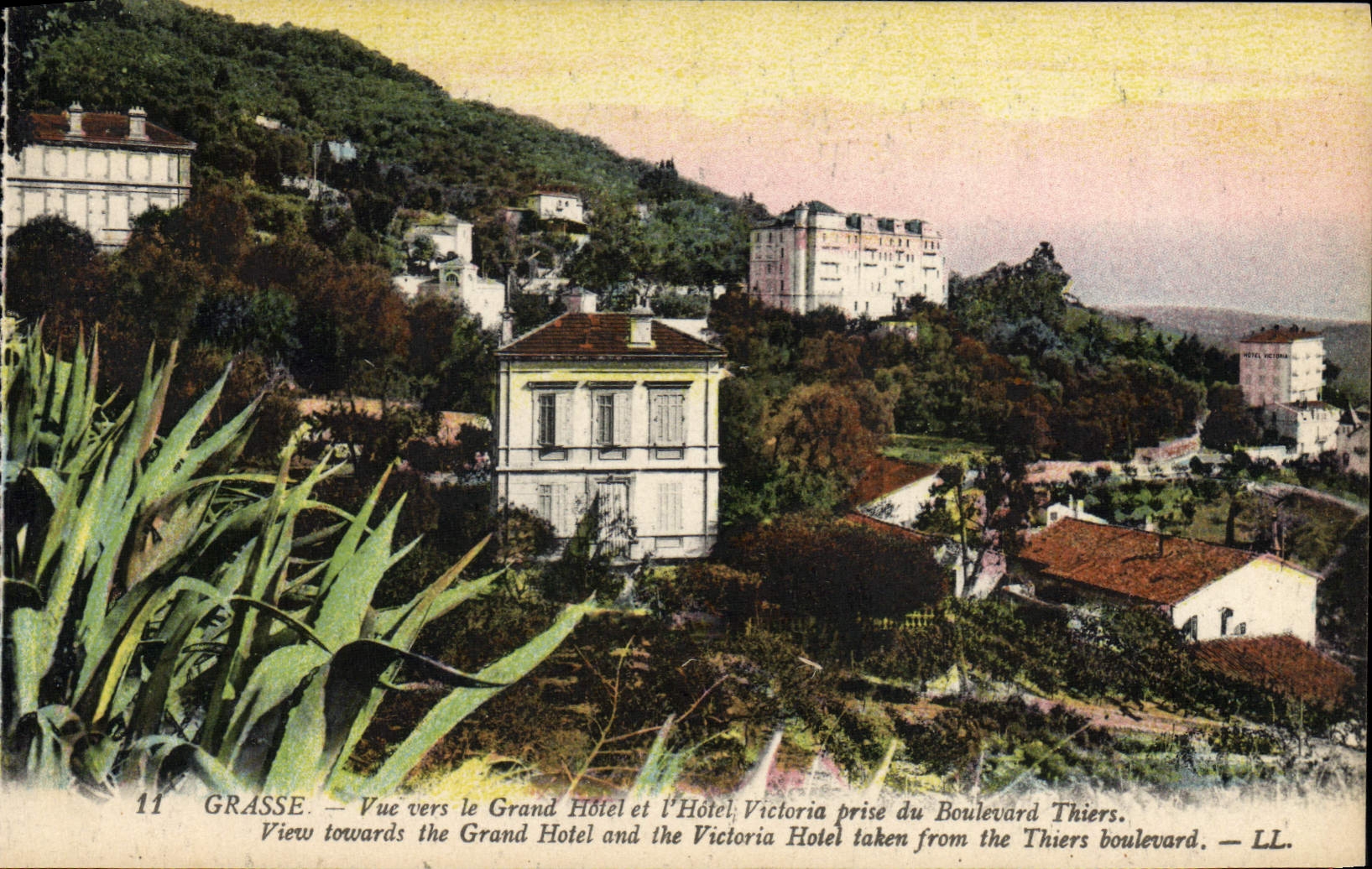 VINTAGE POSTCARD Fatty Sight towards the Large Hotel and the Victoria Hotel taken of the Thiers boulevard
