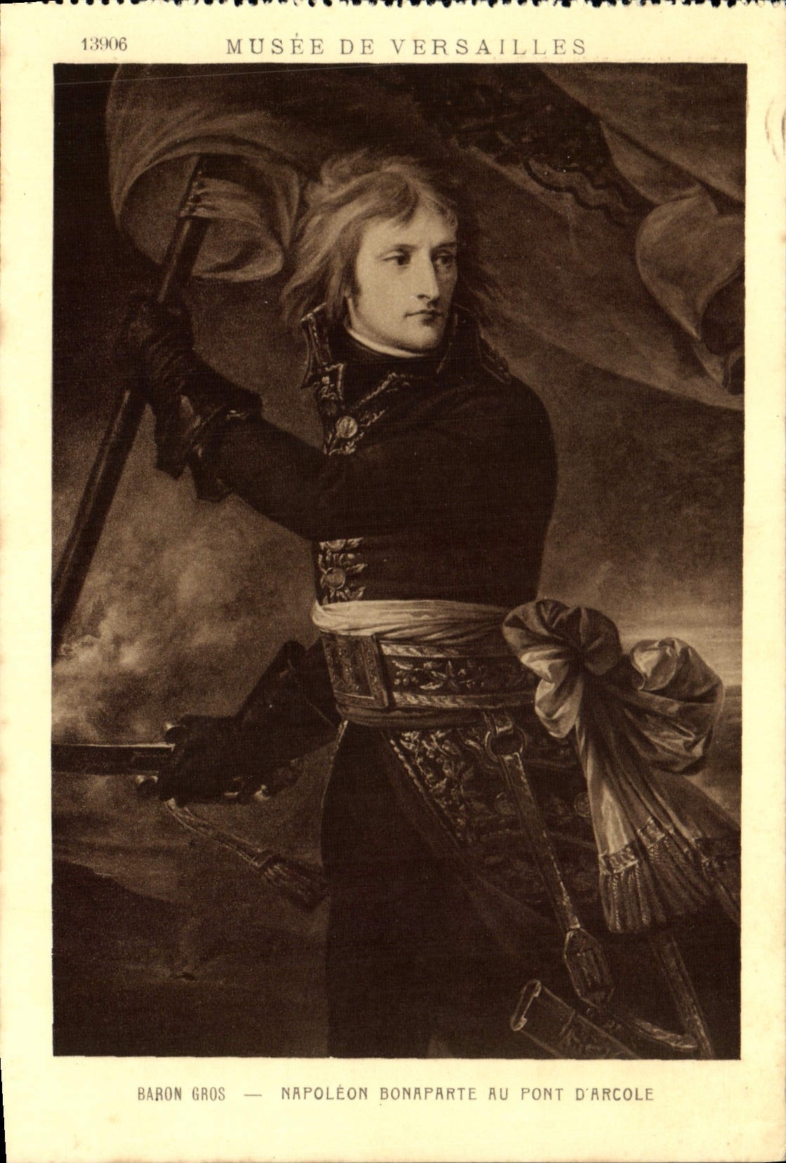 VINTAGE POSTCARD Museum Of Versailles Baron Gros Napoleon Bonaparte with the Bridge of Arcole