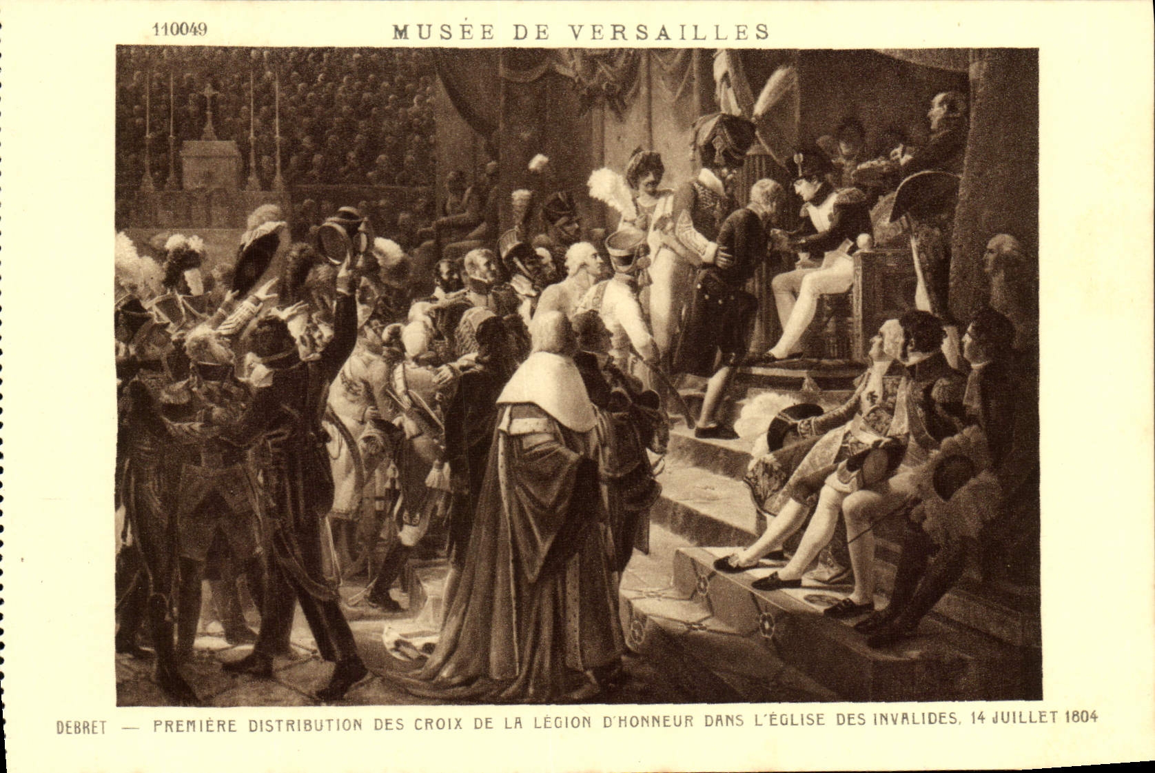 VINTAGE POSTCARD Museum Of Versailles First distribution of the Crosses of the legion of Honor in the church of the Invalids