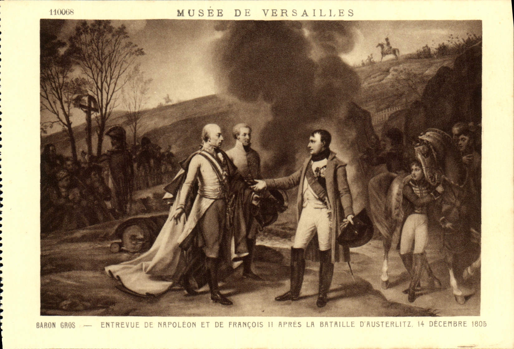 VINTAGE POSTCARD Museum Of Versailles Baron Gros Interview of Napoleon and François II after the battle of Austerlitz Napoleon 1st