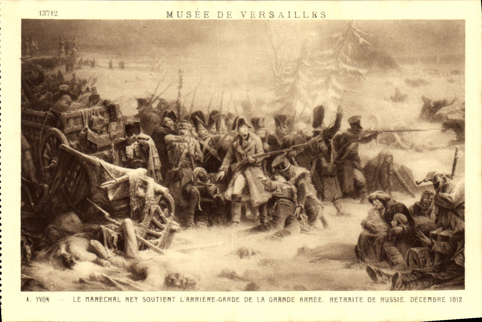 VINTAGE POSTCARD Musee Of Versailles the Ney Marshal supports the arrear keeps Large army Reprocesses of Russia